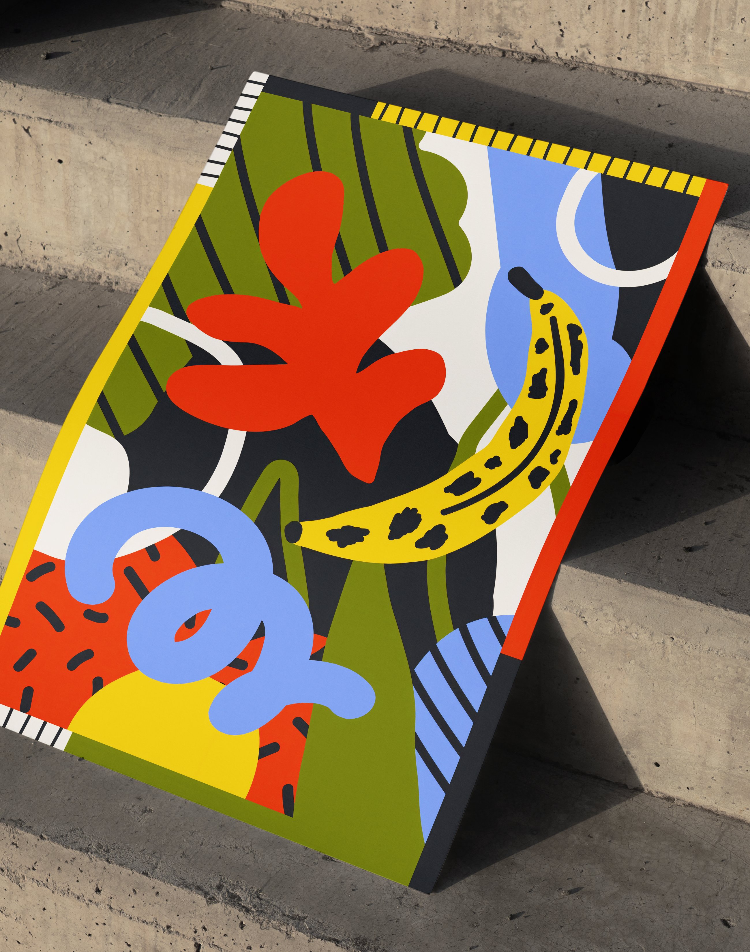 Banana Pop Modern Duvar Tablosu – Renkli Tropikal Abstract Poster