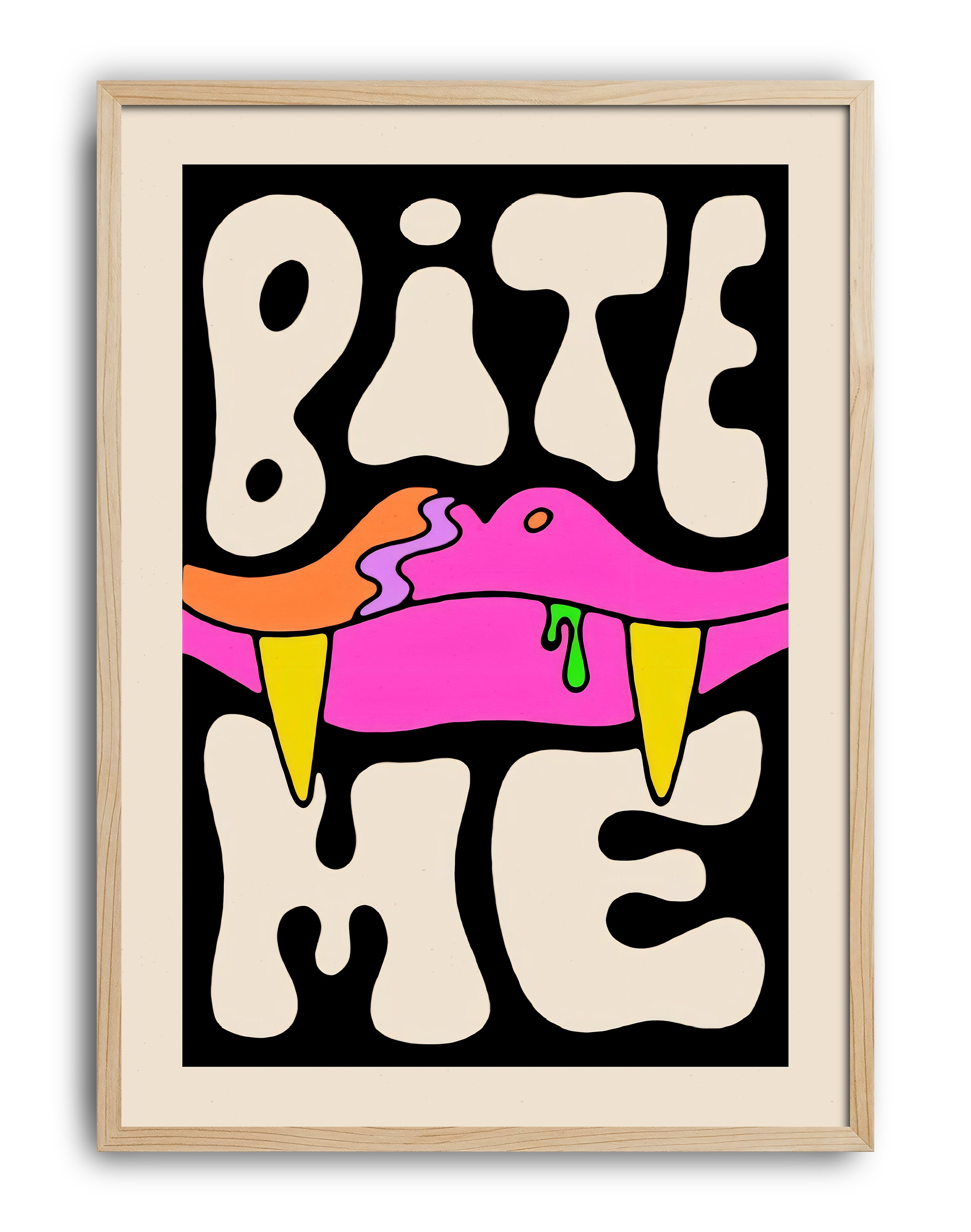 Bite Me Modern Duvar Tablosu – Pop Art Vampir Dudak Poster