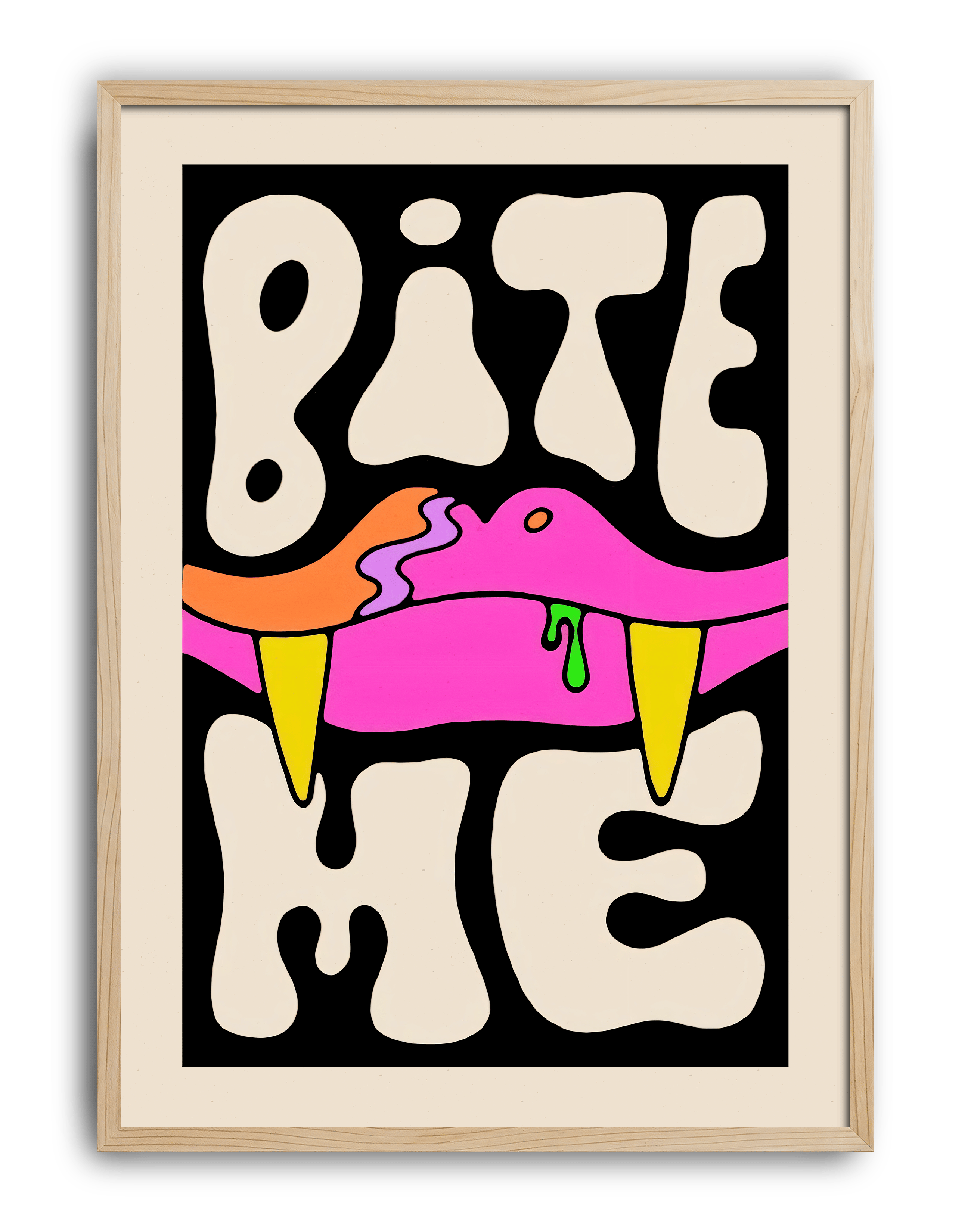 Bite Me Modern Duvar Tablosu – Pop Art Vampir Dudak Poster