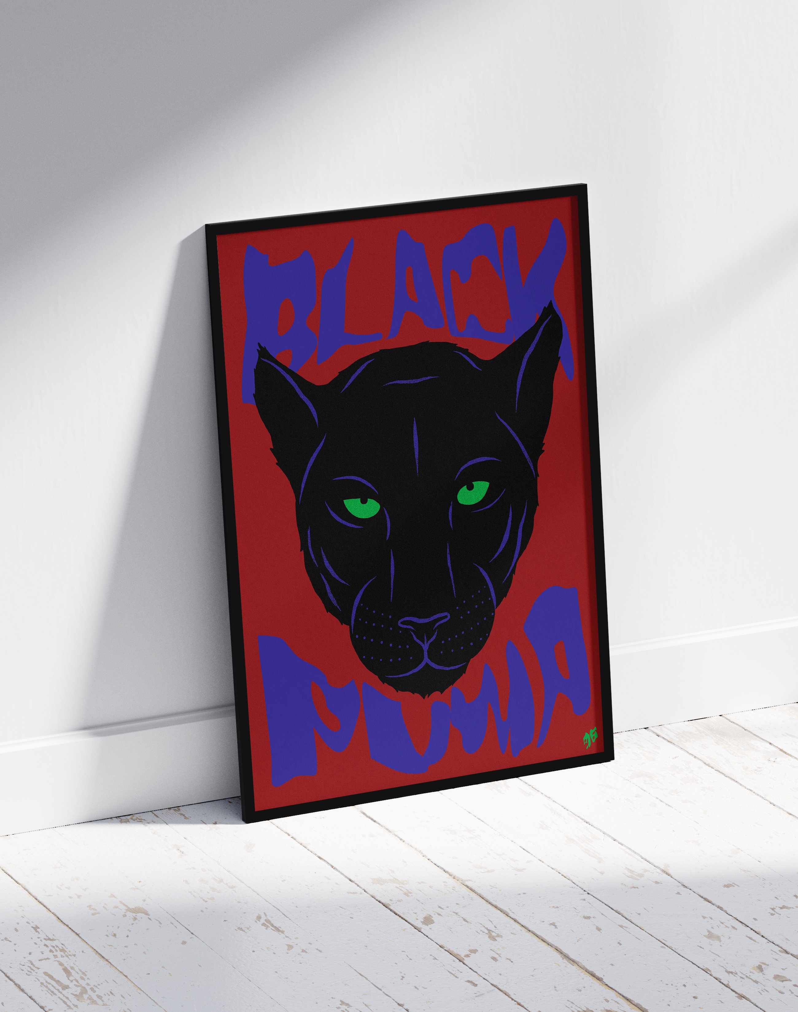 Black Puma Modern Duvar Tablosu – Kırmızı Siyah Panter Poster
