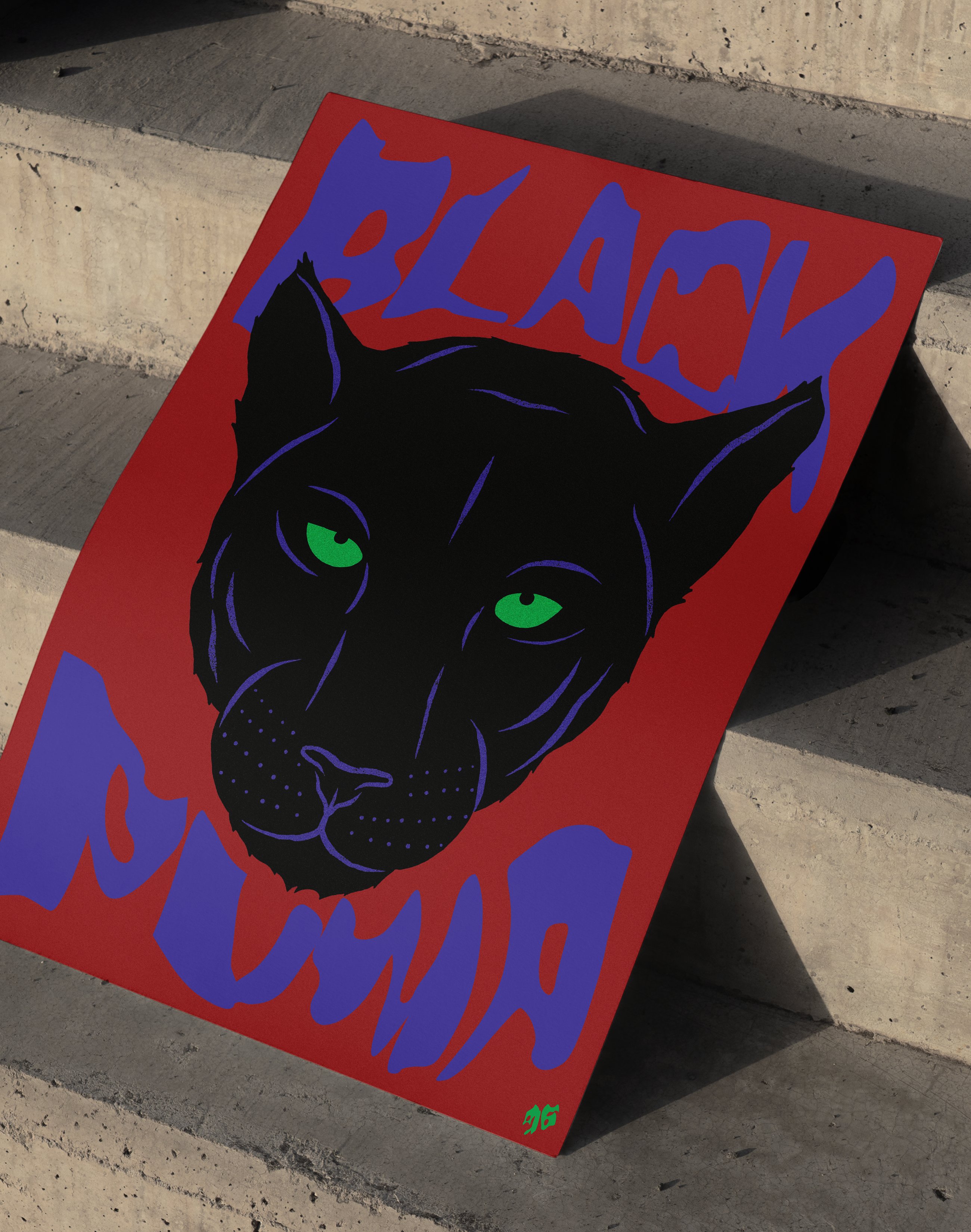Black Puma Modern Duvar Tablosu – Kırmızı Siyah Panter Poster