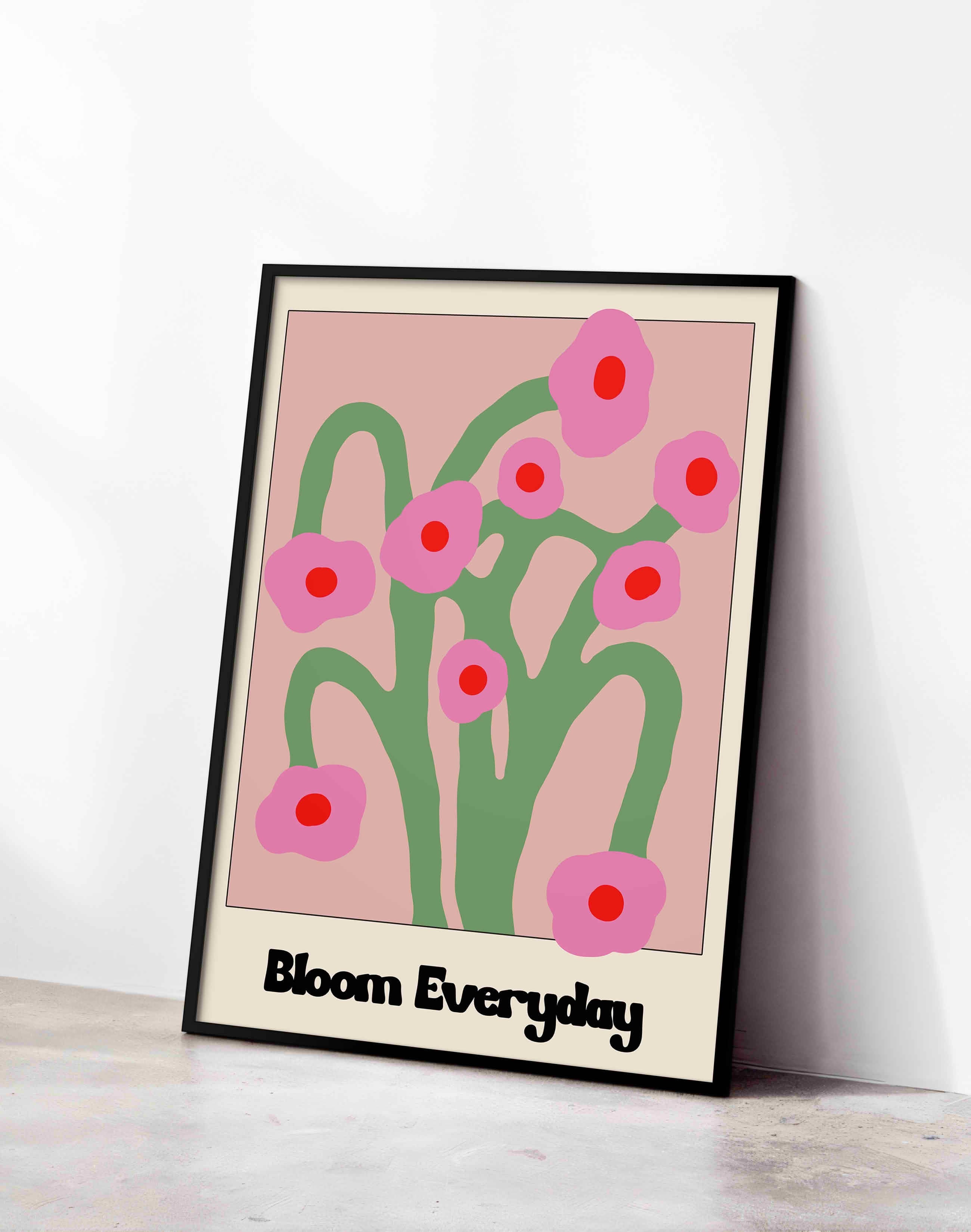 Bloom Everyday Pembe Retro Çiçek Duvar Tablosu