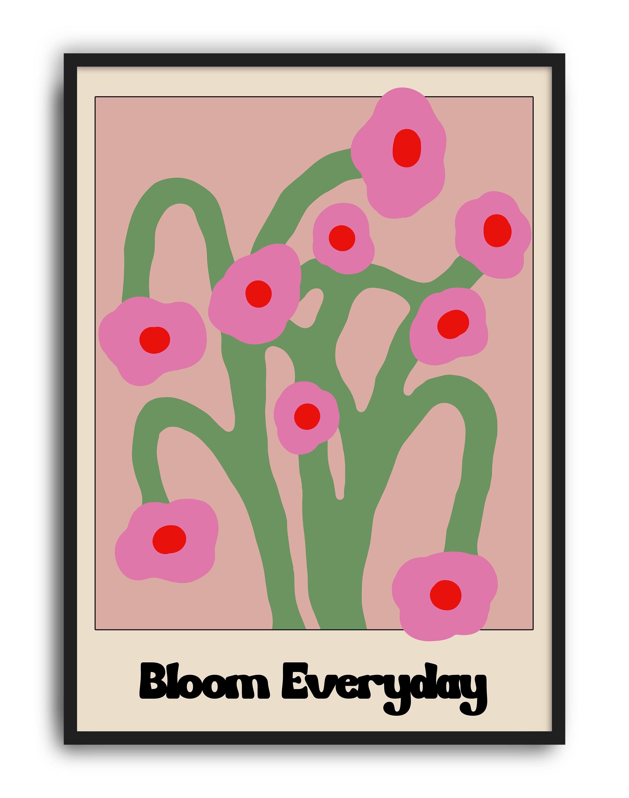 Bloom Everyday Pembe Retro Çiçek Duvar Tablosu