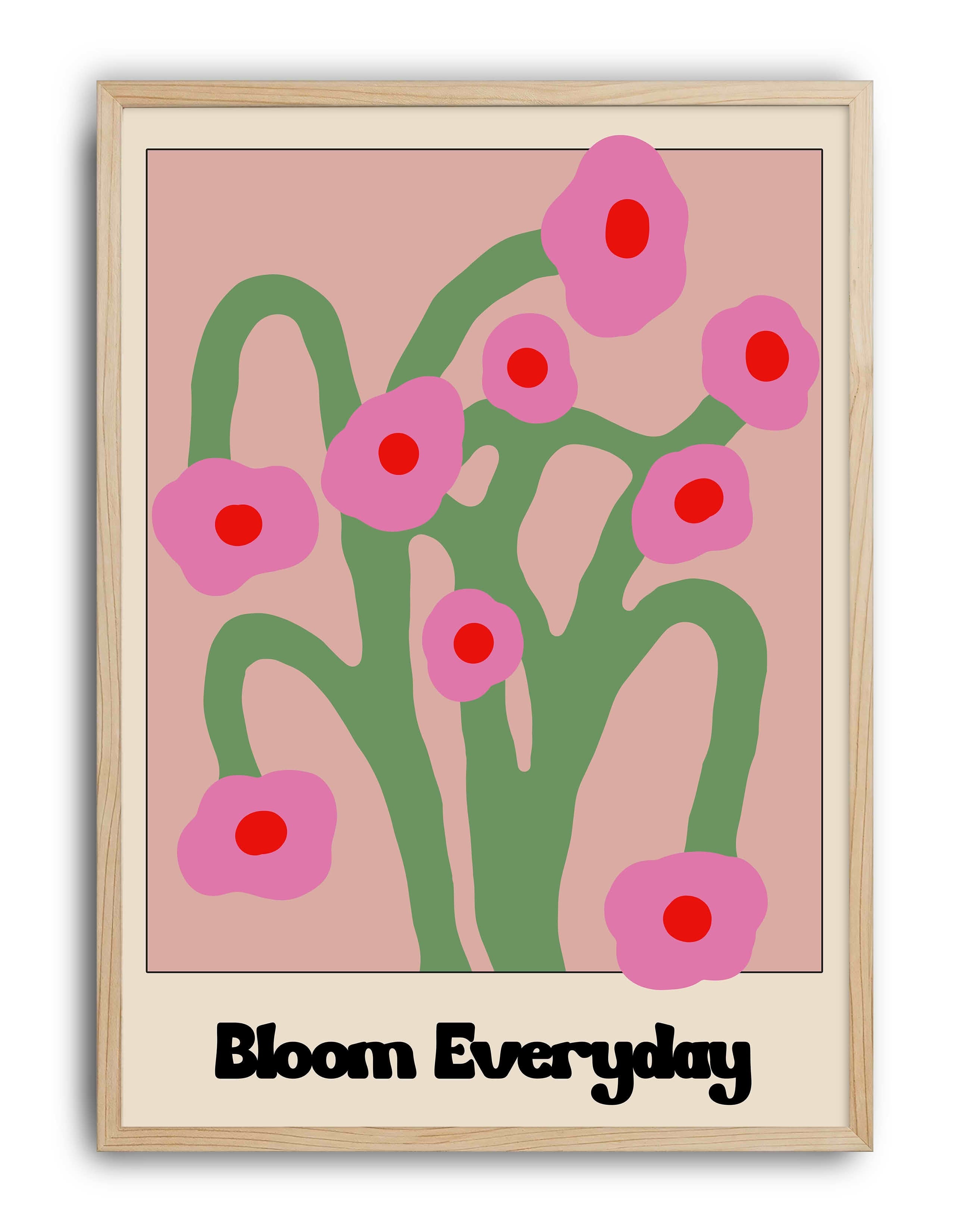 Bloom Everyday Pembe Retro Çiçek Duvar Tablosu