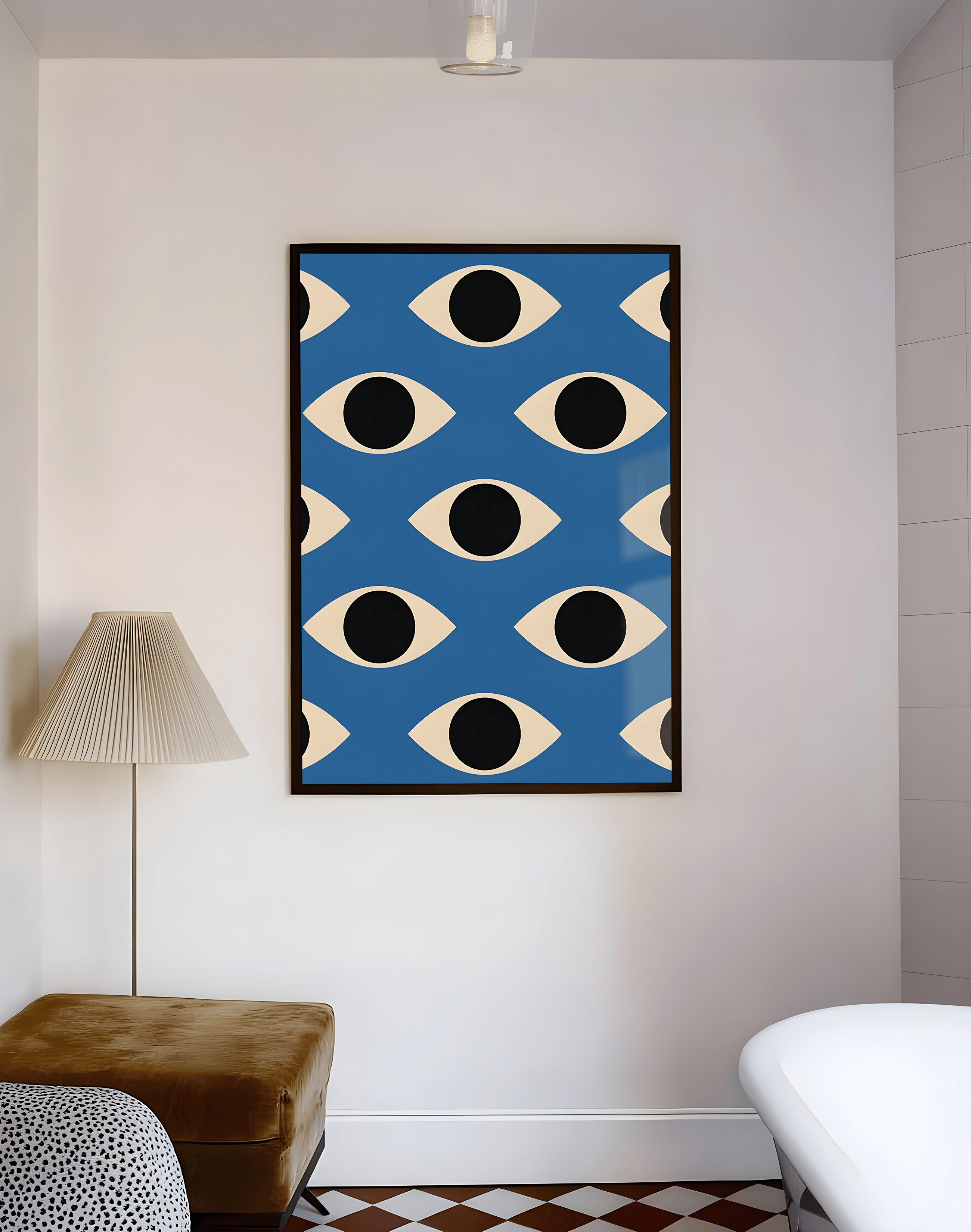 Blue Gaze Modern Duvar Tablosu – Mavi Göz Desenli Abstract Poster