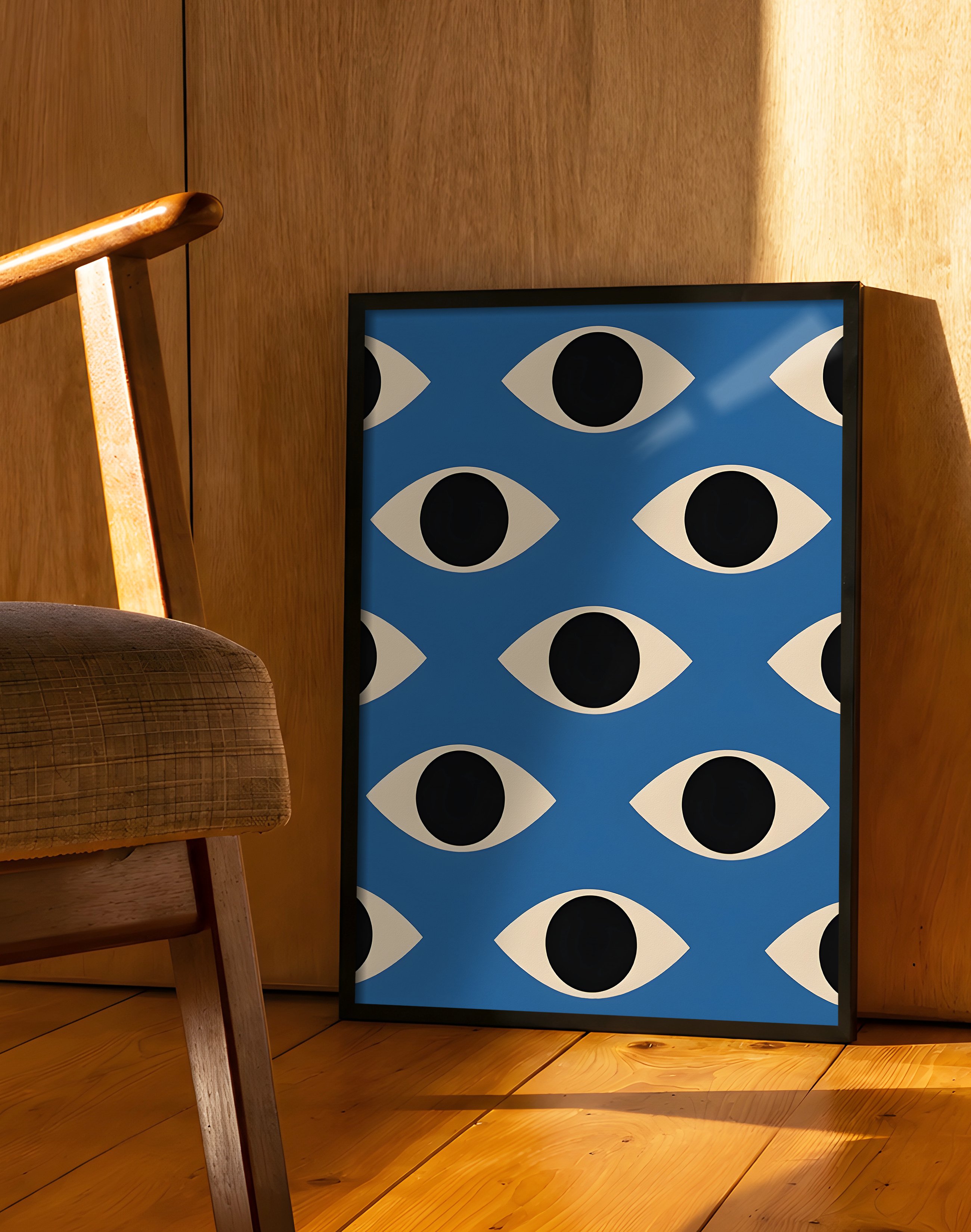 Blue Gaze Modern Duvar Tablosu – Mavi Göz Desenli Abstract Poster