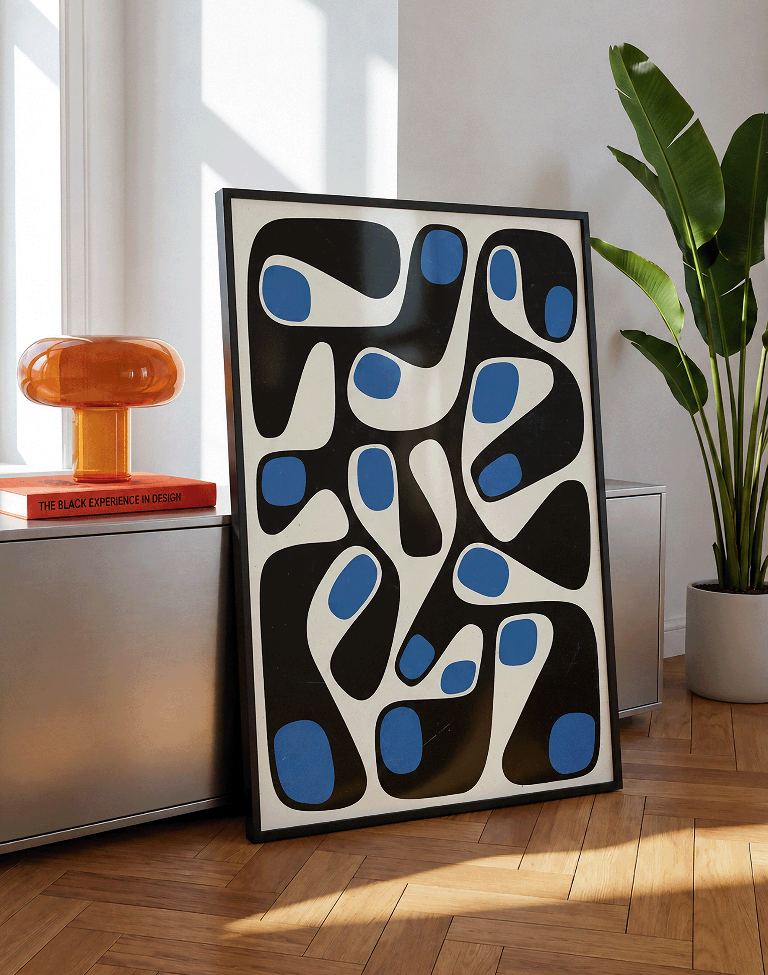Blue Morph Modern Duvar Tablosu – Lacivert Mavi Abstract Poster