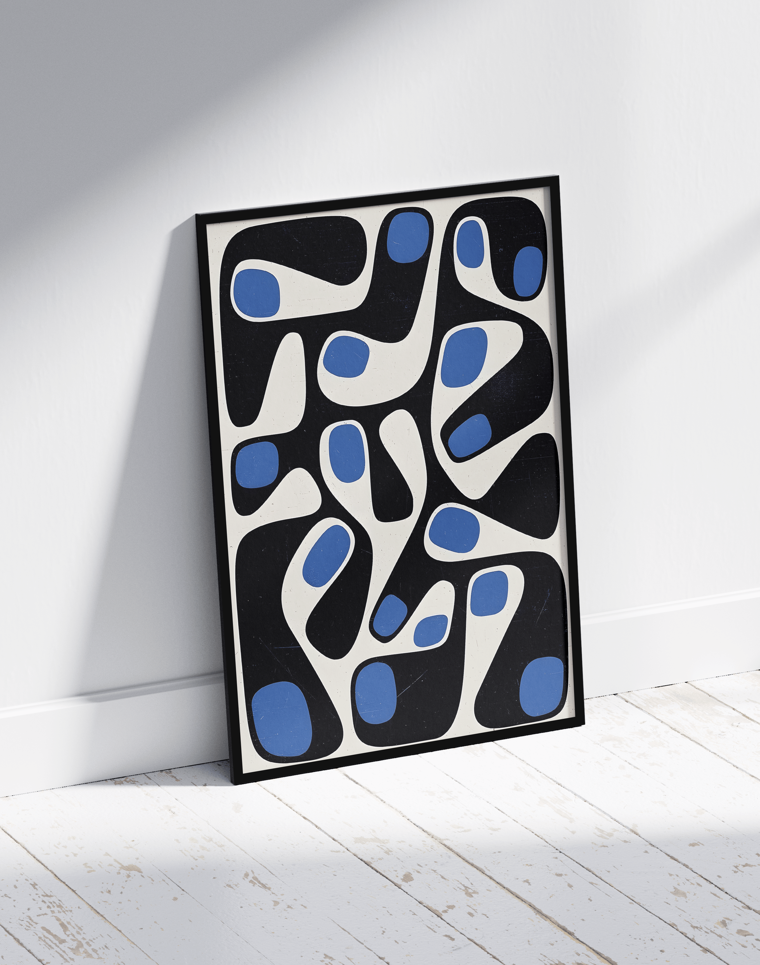 Blue Morph Modern Duvar Tablosu – Lacivert Mavi Abstract Poster