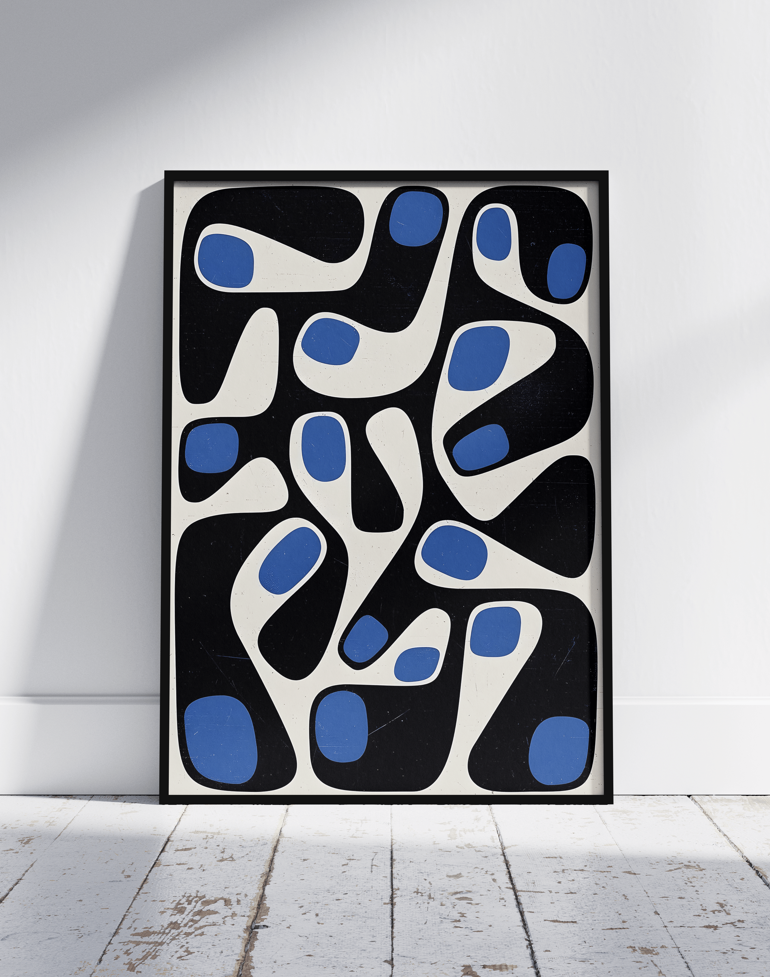 Blue Morph Modern Duvar Tablosu – Lacivert Mavi Abstract Poster