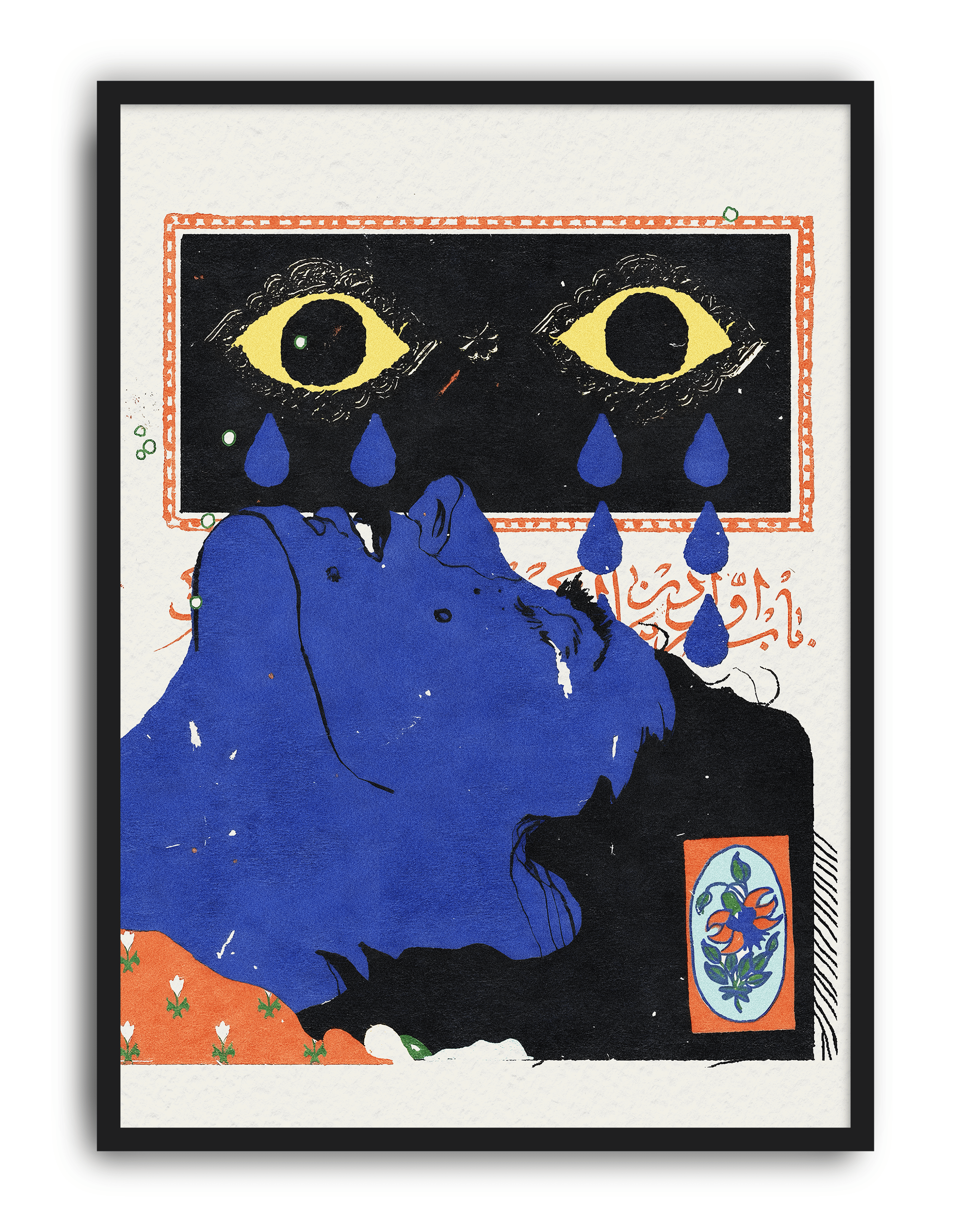 Blue Oracle Modern Duvar Tablosu – Mavi Siyah Sürreal Figüratif Poster