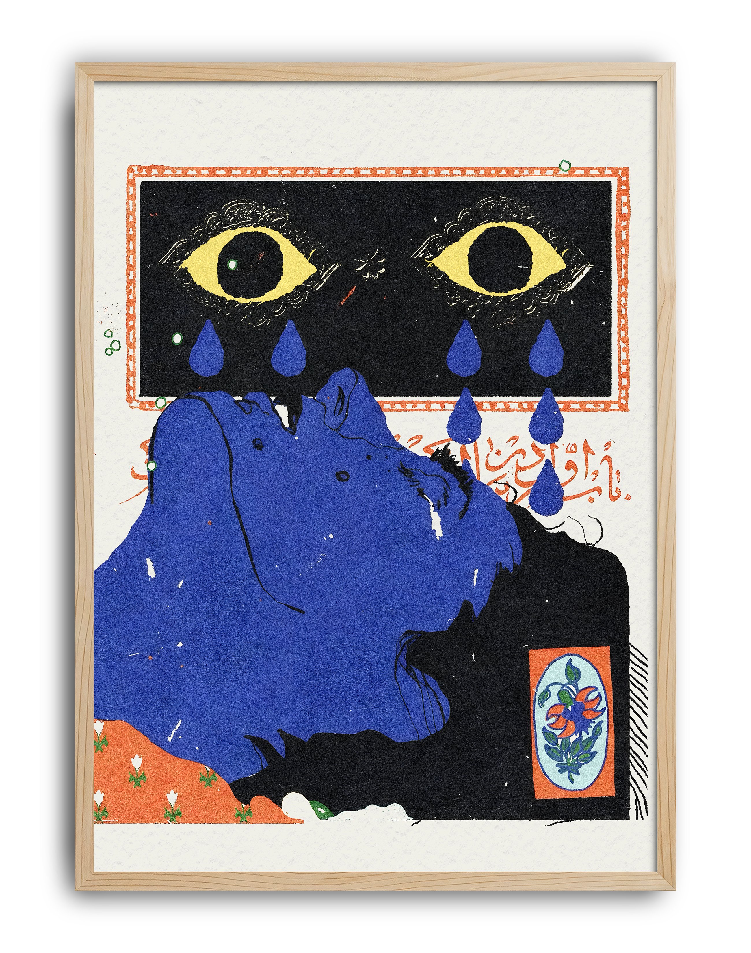 Blue Oracle Modern Duvar Tablosu – Mavi Siyah Sürreal Figüratif Poster