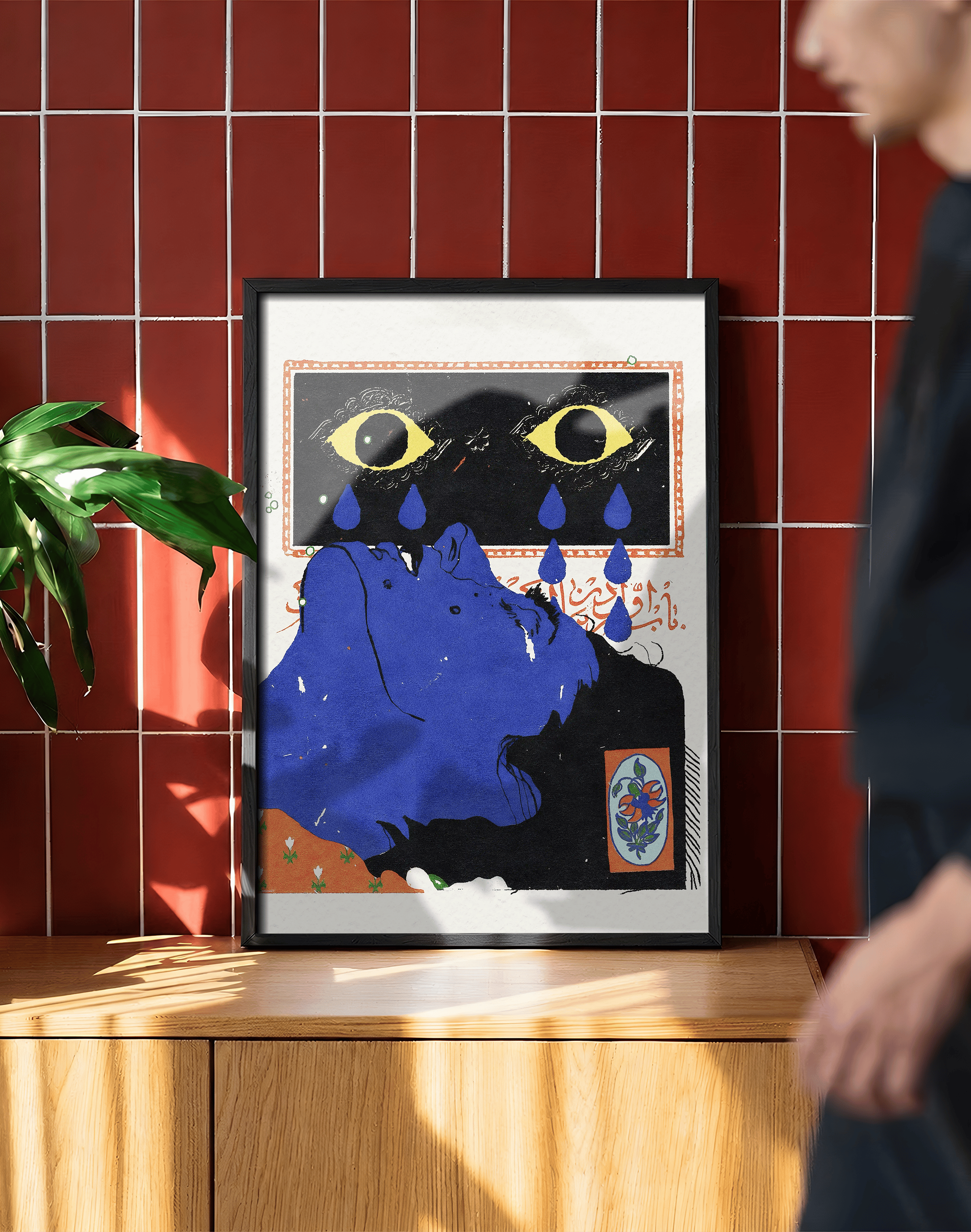Blue Oracle Modern Duvar Tablosu – Mavi Siyah Sürreal Figüratif Poster