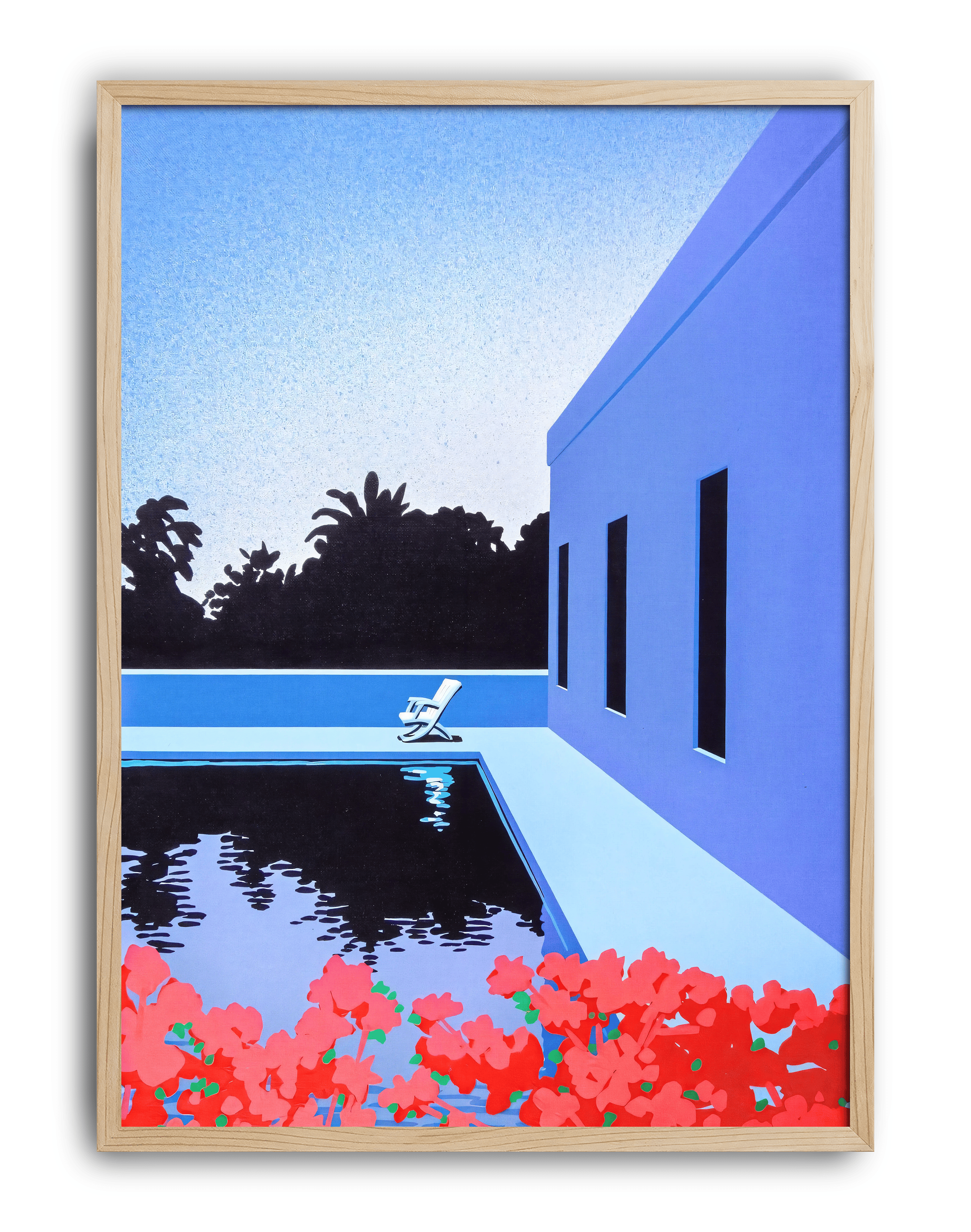 Blue Pool Modern Duvar Tablosu – Mavi Havuz ve Mimari Manzara Poster