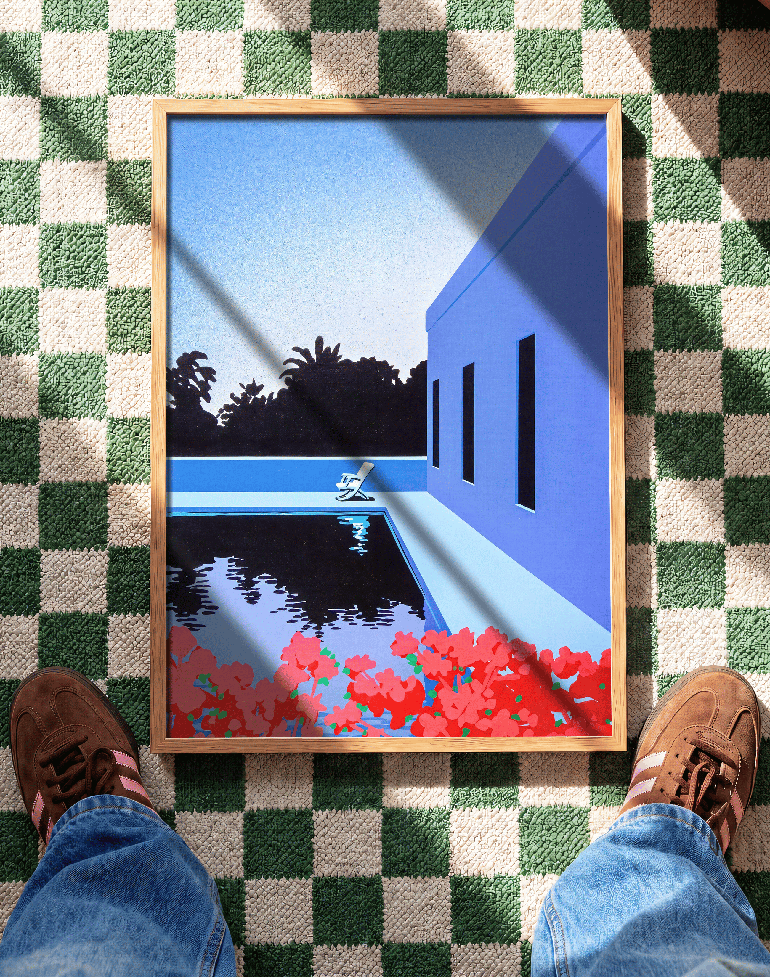 Blue Pool Modern Duvar Tablosu – Mavi Havuz ve Mimari Manzara Poster