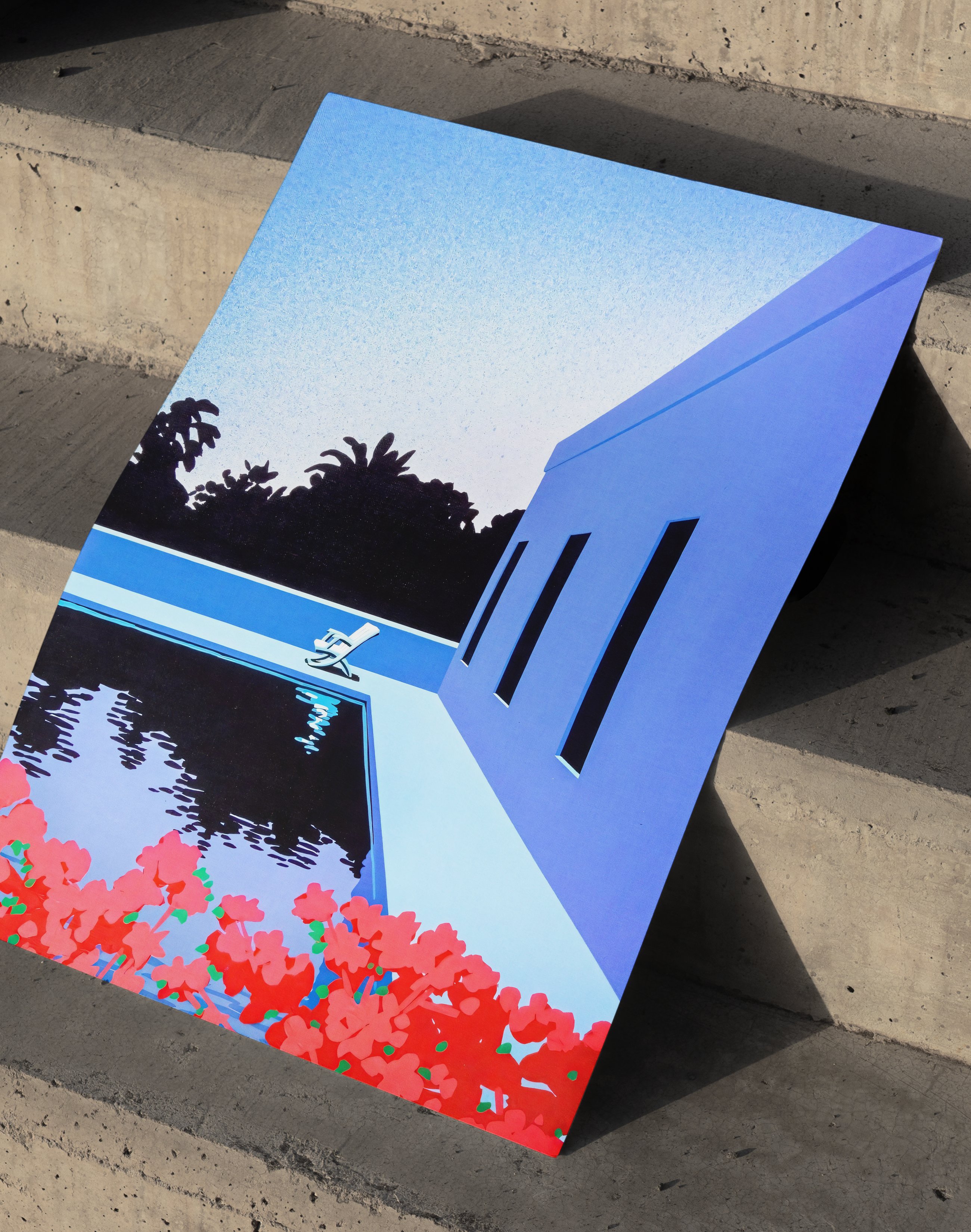 Blue Pool Modern Duvar Tablosu – Mavi Havuz ve Mimari Manzara Poster