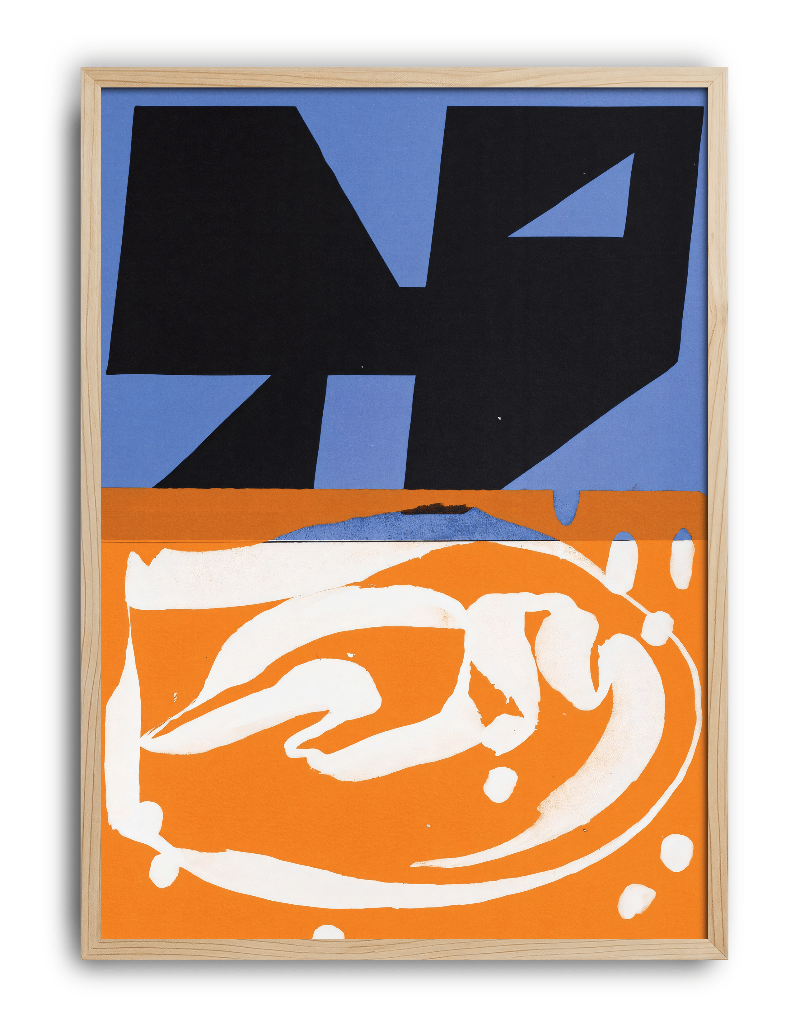 Blue Signal Modern Duvar Tablosu – Mavi Turuncu Abstract Poster
