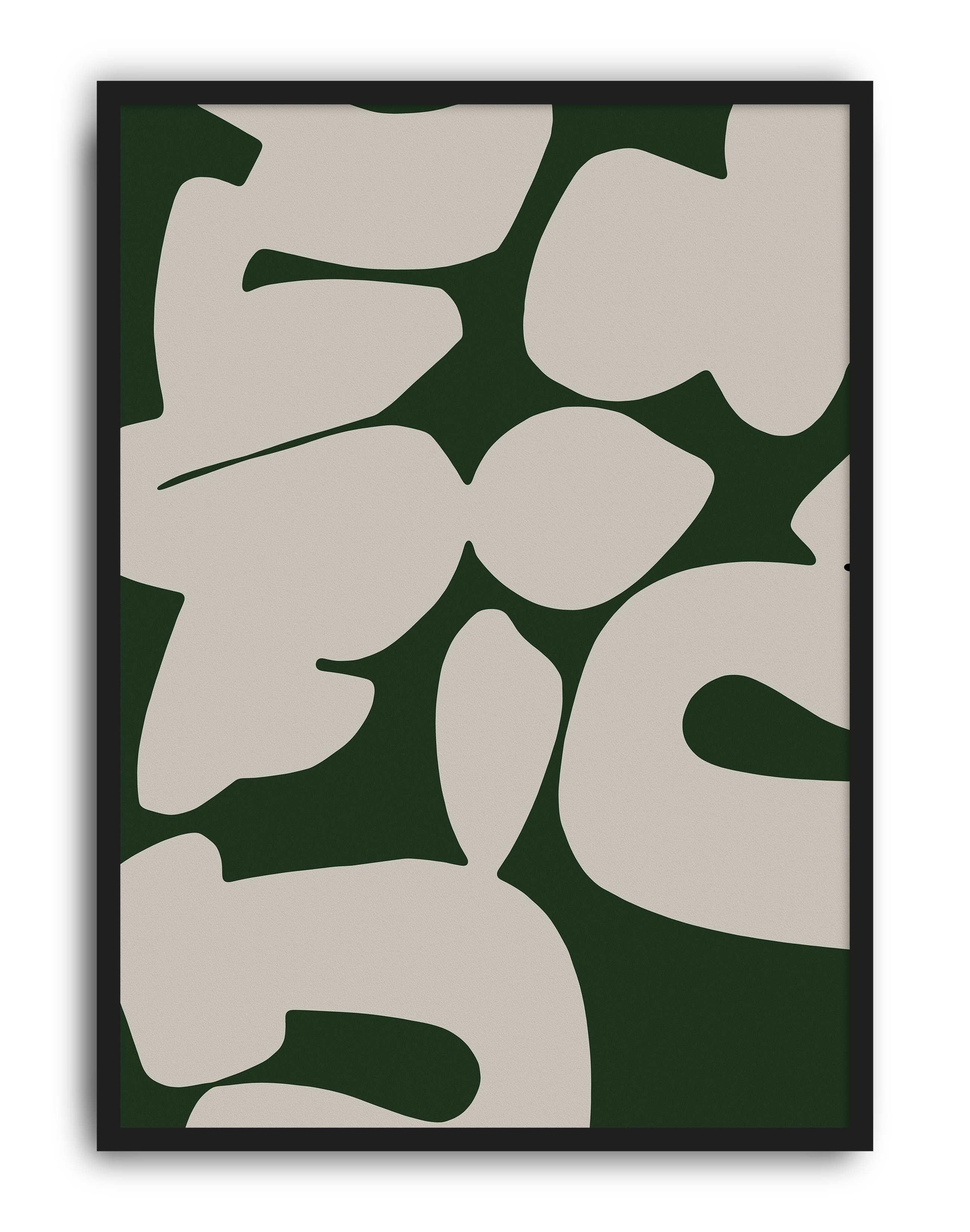 Botanic Flow Modern Duvar Tablosu – Yeşil Beyaz Minimal Abstract Poster