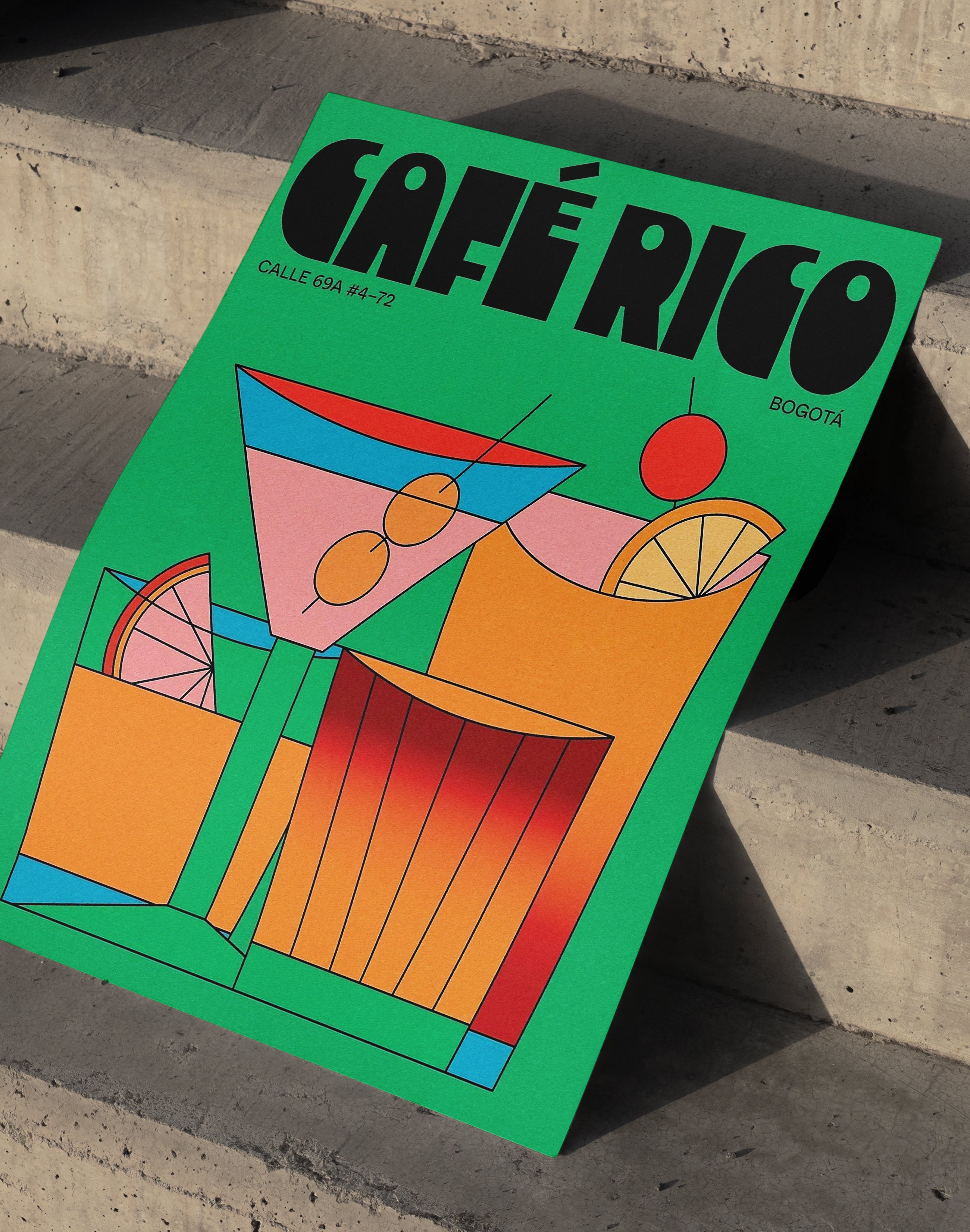 Café Rico Modern Duvar Tablosu – Yeşil Kokteyl Bar Poster
