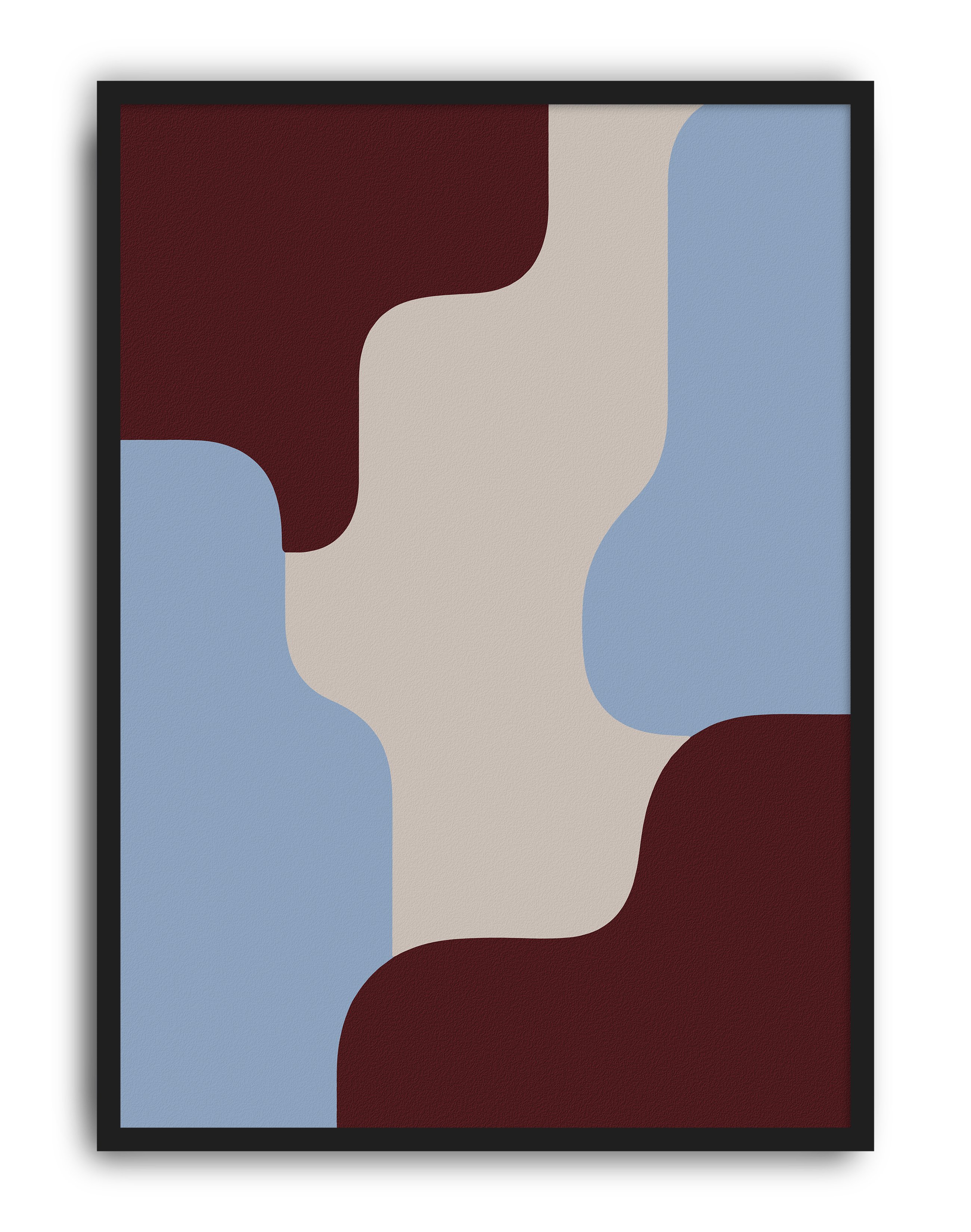Calm Blocks Modern Duvar Tablosu – Bordo Mavi Minimal Abstract Poster