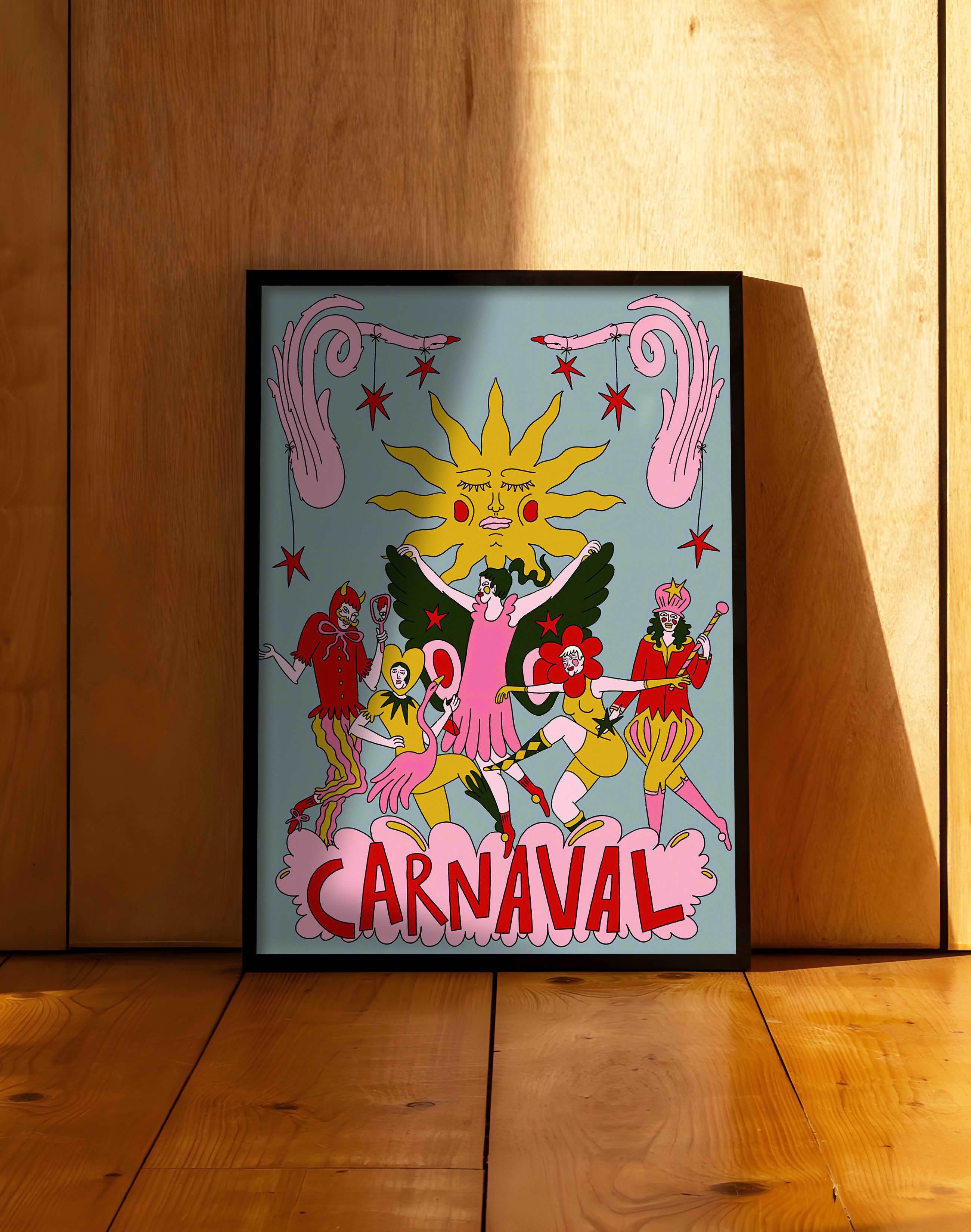 Carnaval Sürreal Modern Duvar Tablosu - Renkli Karnaval Figüratif Poster