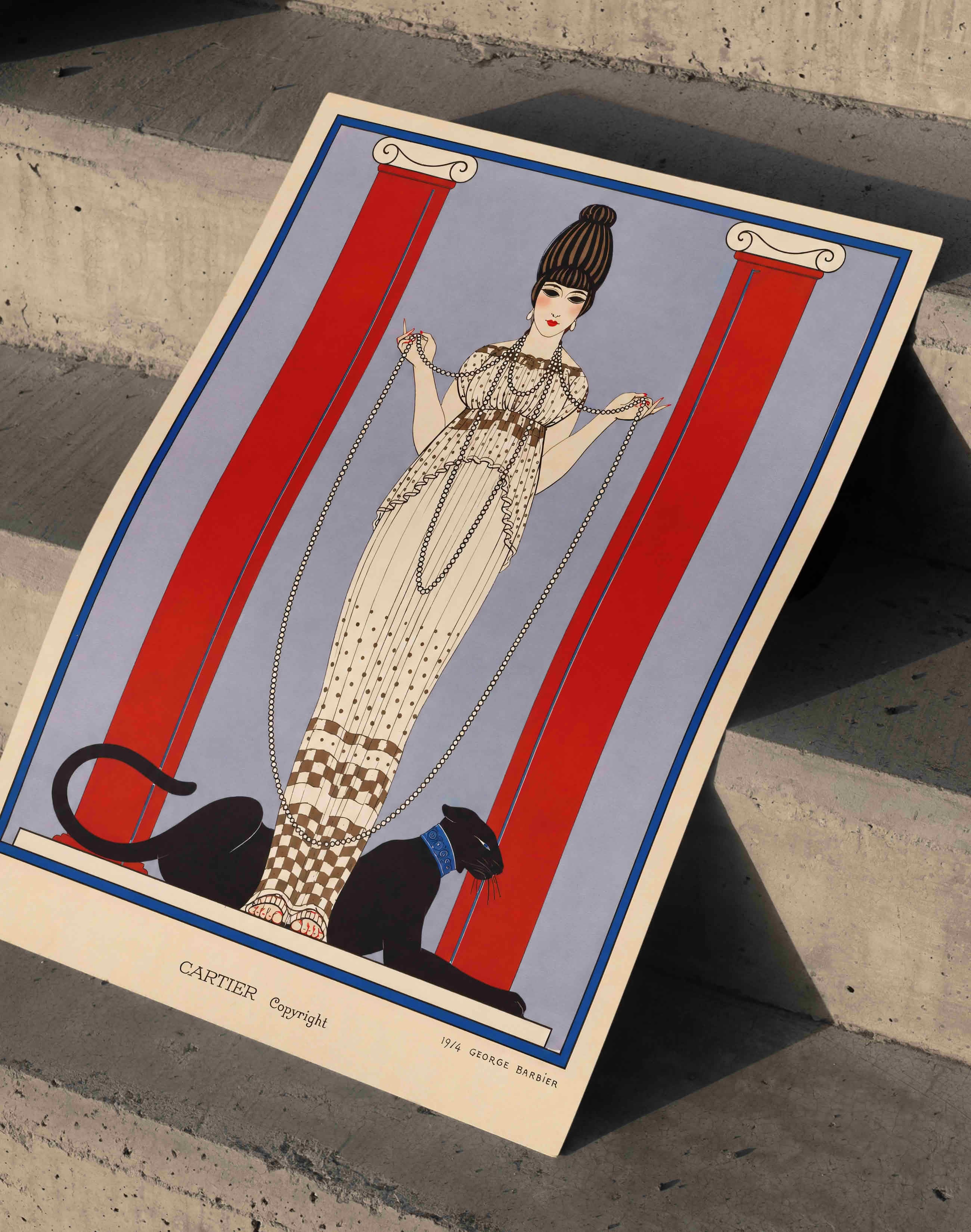 Cartier Panthère (1914) – Georges Barbier Art Deco Vintage Moda İllüstrasyonu Posteri