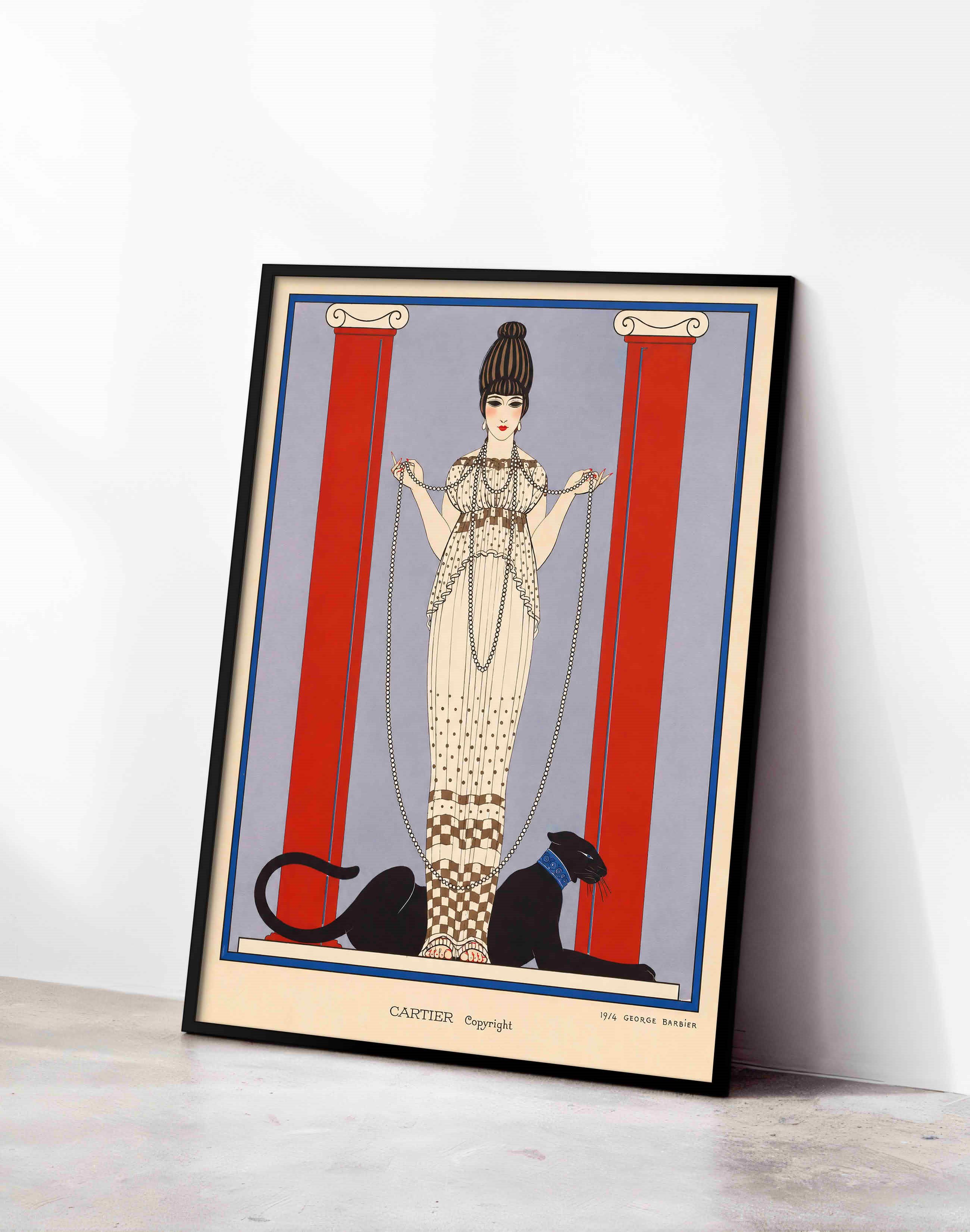 Cartier Panthère (1914) – Georges Barbier Art Deco Vintage Moda İllüstrasyonu Posteri