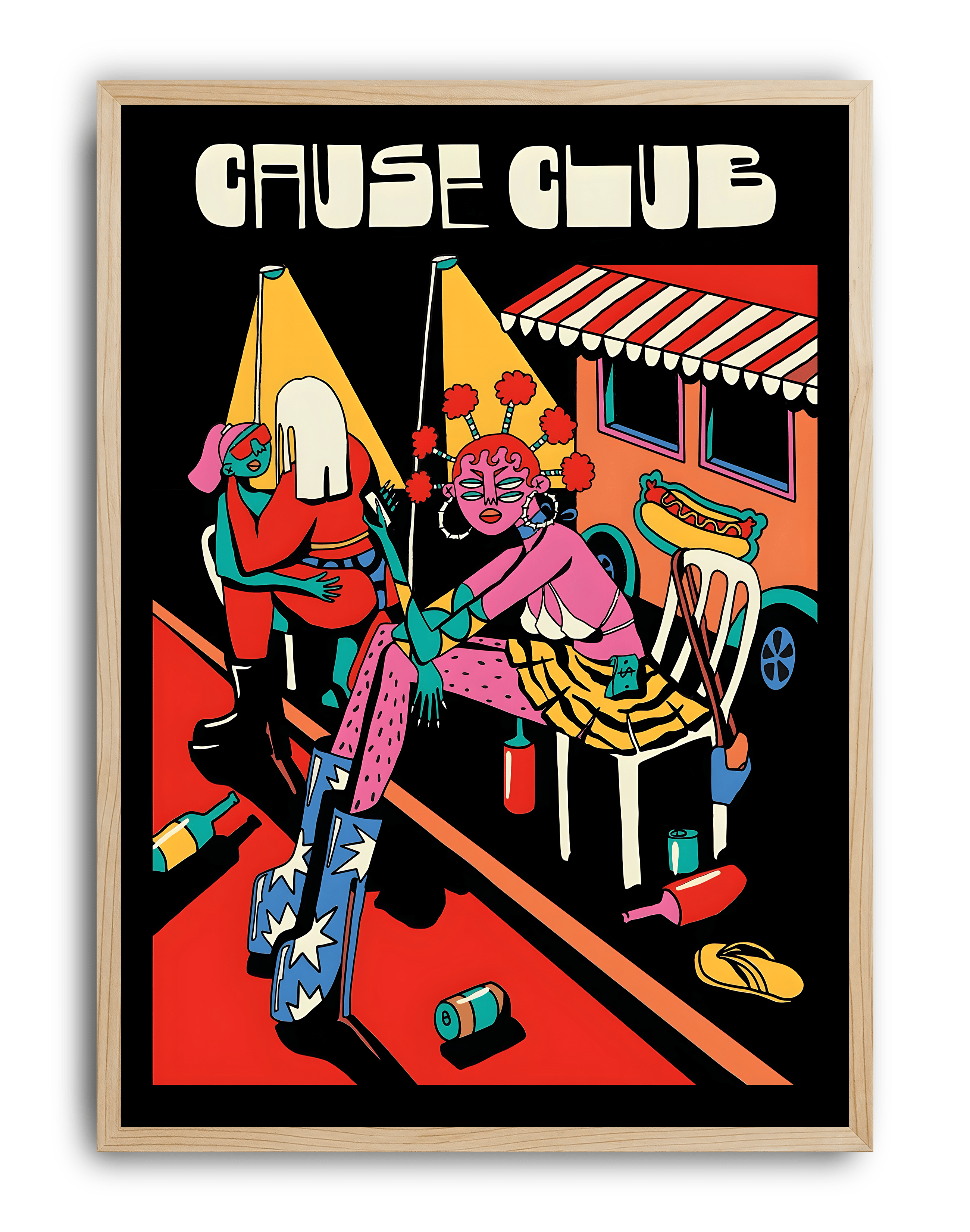 Cause Club Modern Duvar Tablosu – Siyah Kırmızı Gece Hayatı Poster