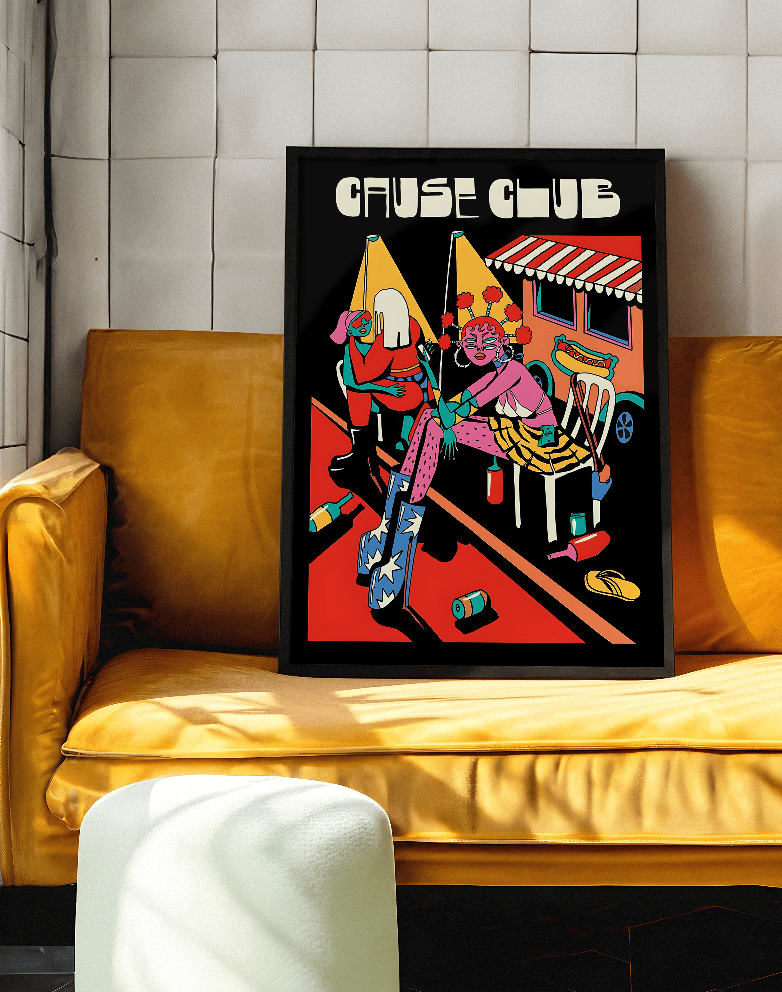 Cause Club Modern Duvar Tablosu – Siyah Kırmızı Gece Hayatı Poster