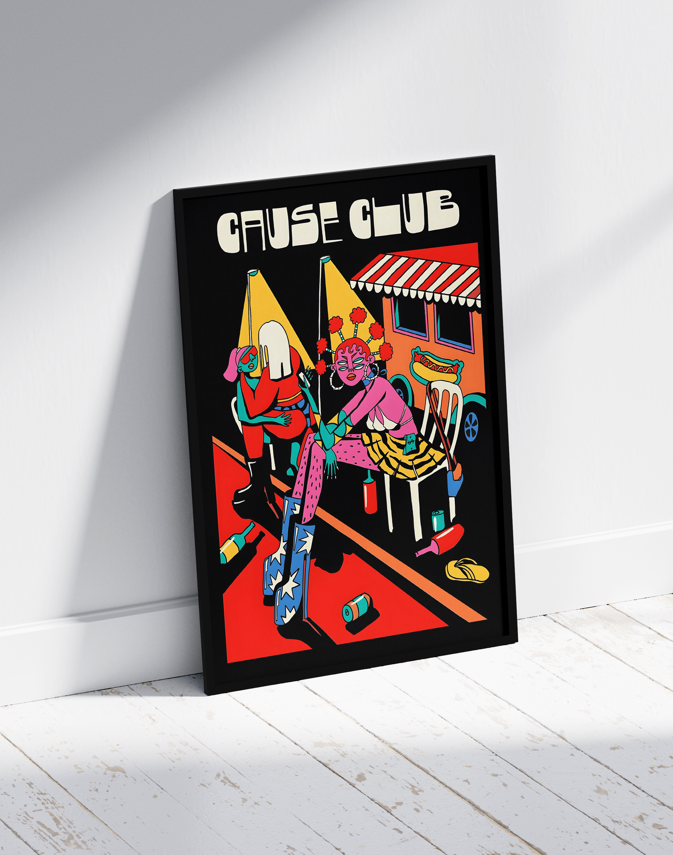 Cause Club Modern Duvar Tablosu – Siyah Kırmızı Gece Hayatı Poster