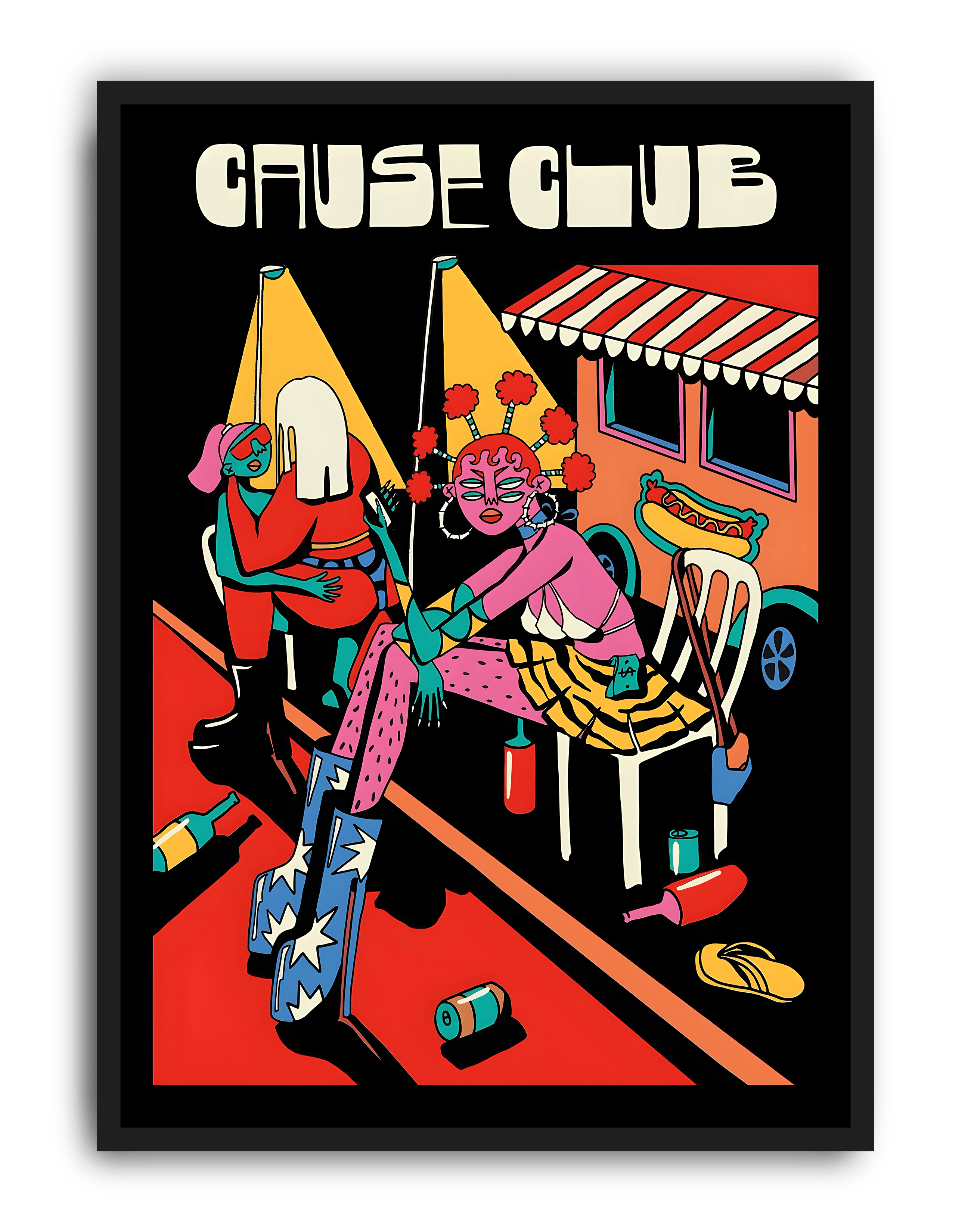 Cause Club Modern Duvar Tablosu – Siyah Kırmızı Gece Hayatı Poster