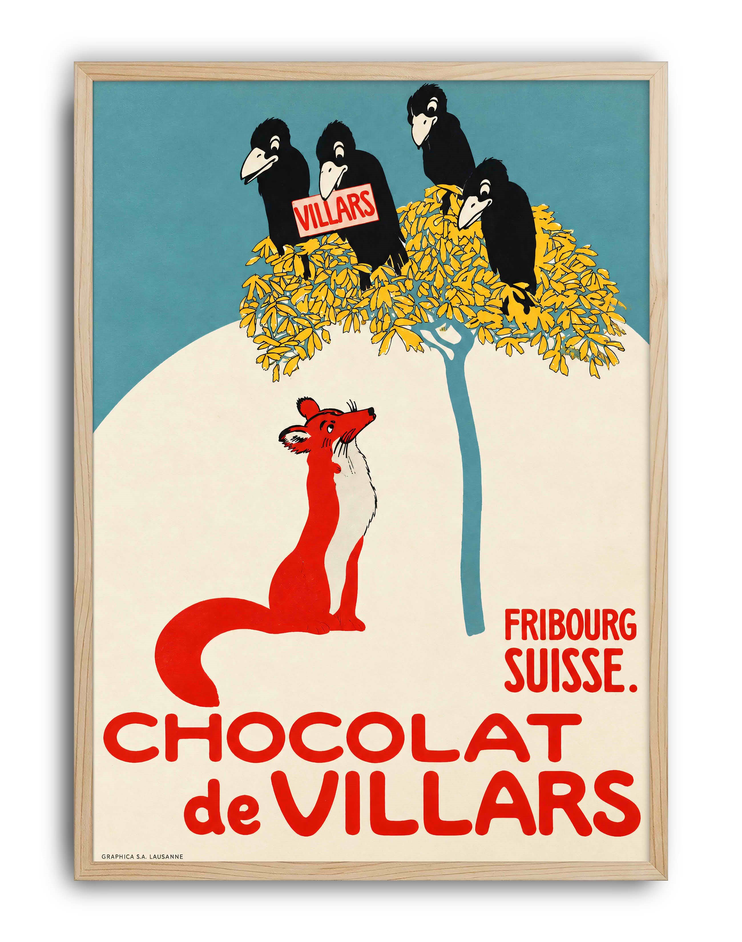 Chocolat de Villars (1905) – Émile Cardinaux İsviçre Vintage Çikolata Reklam Posteri