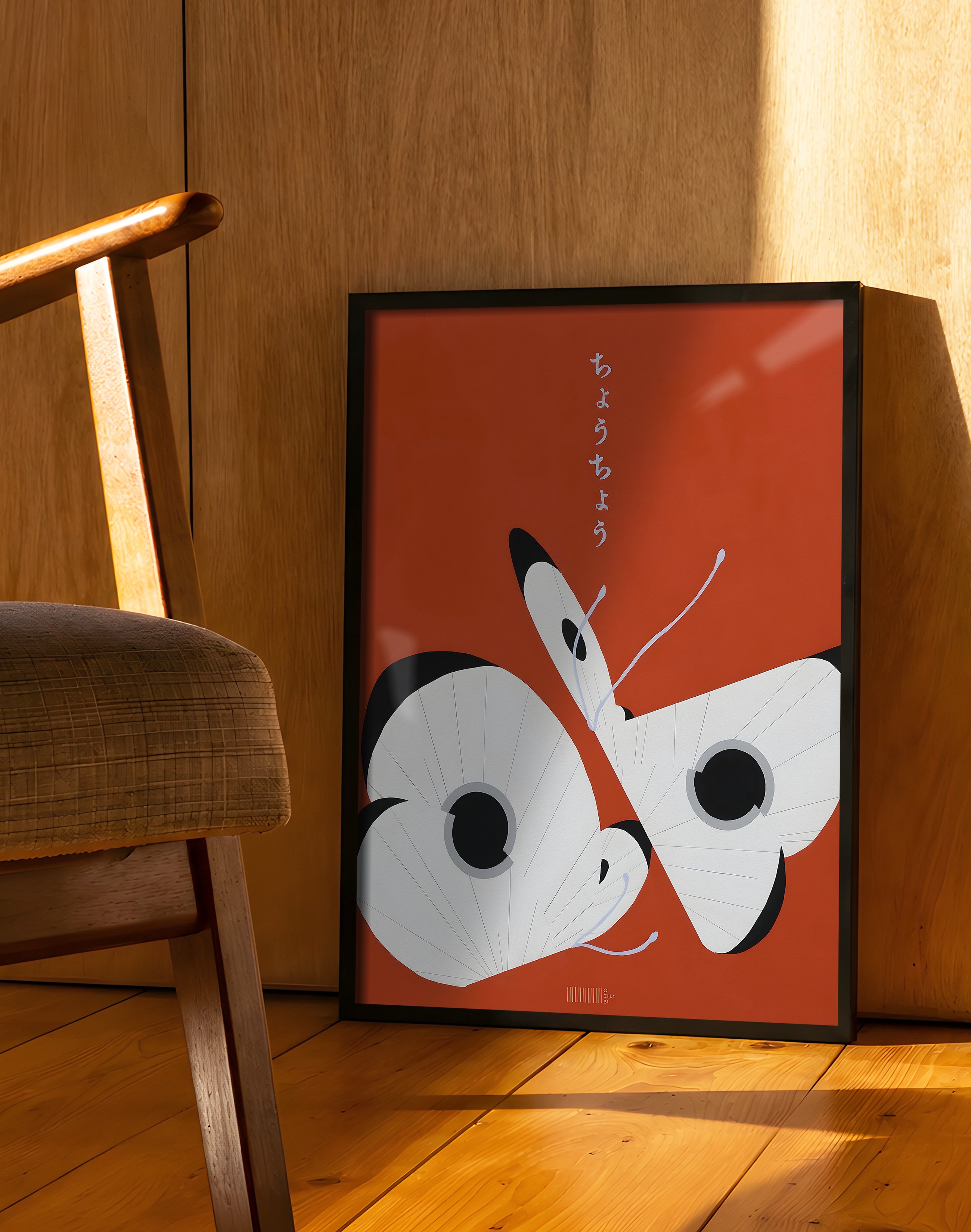 Chou Chou Modern Duvar Tablosu – Turuncu Japon Kelebek Poster
