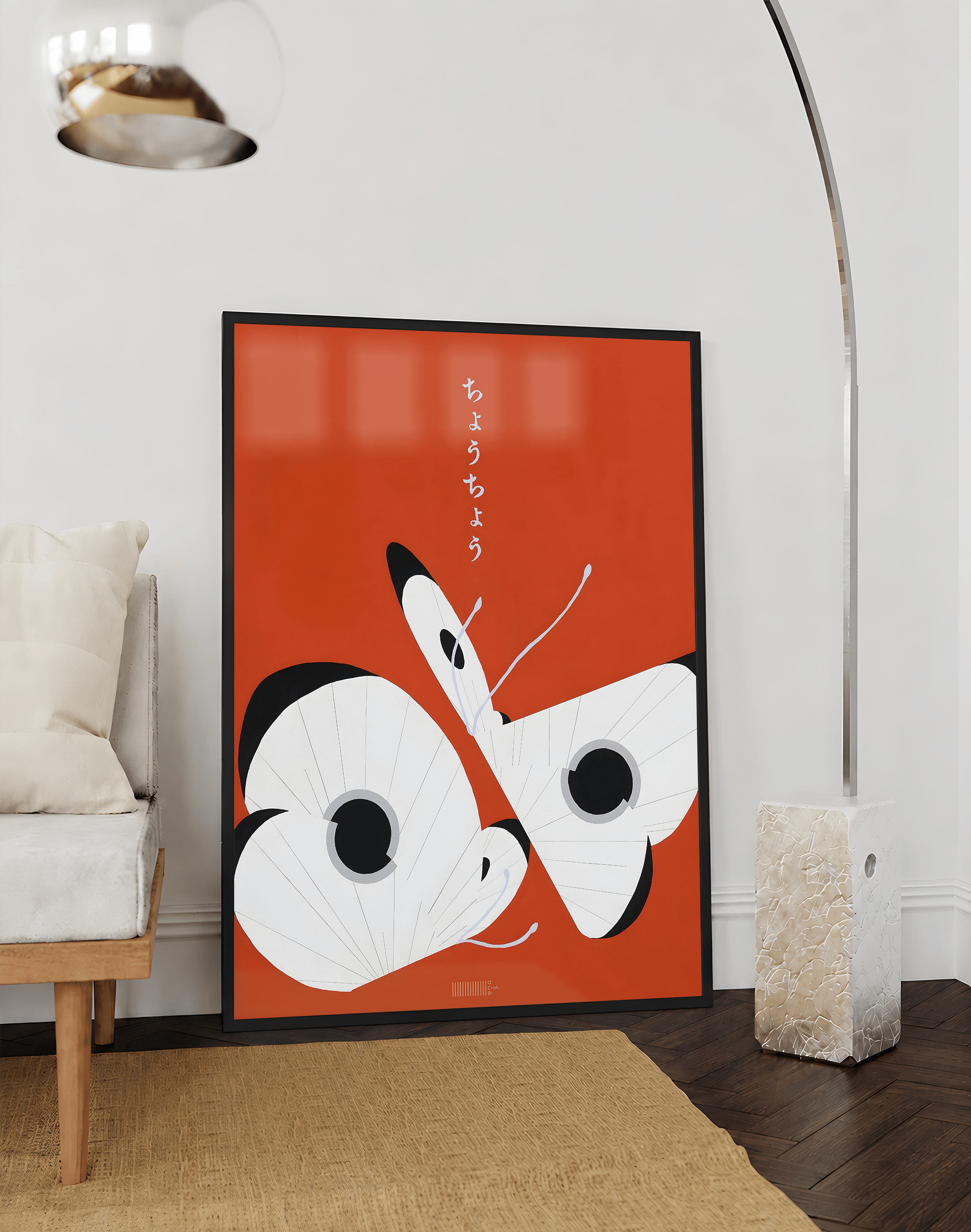 Chou Chou Modern Duvar Tablosu – Turuncu Japon Kelebek Poster