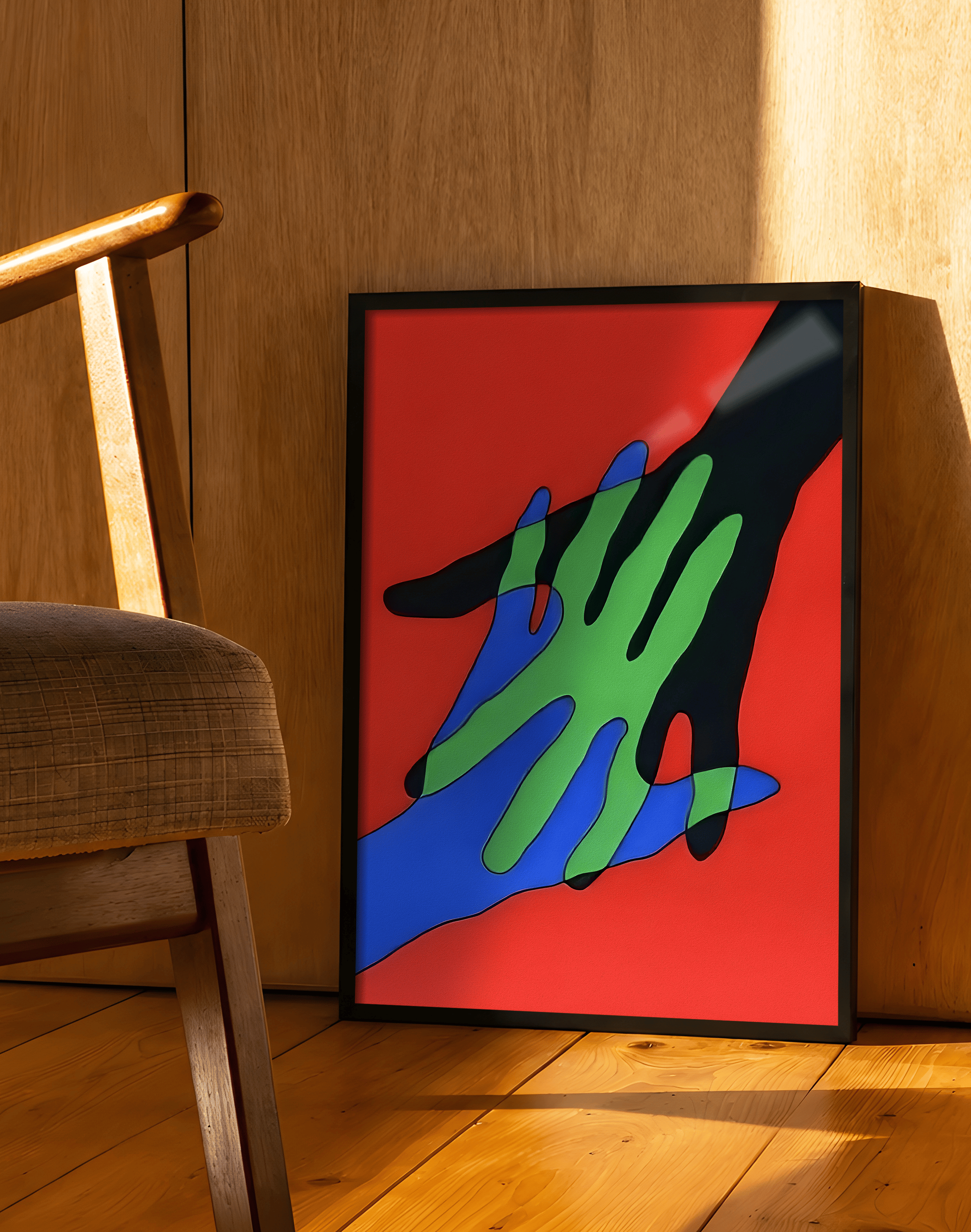 Chromatic Touch Modern Duvar Tablosu – Kırmızı Renkli Figüratif Poster