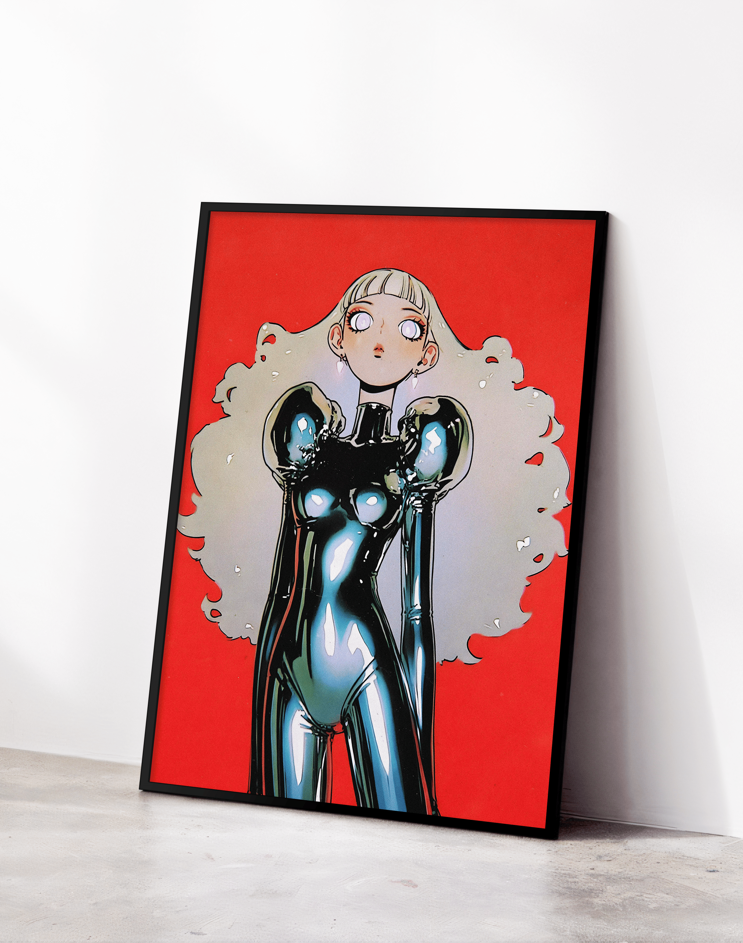 Chrome Doll Modern Duvar Tablosu – Kırmızı Anime Figüratif Poster