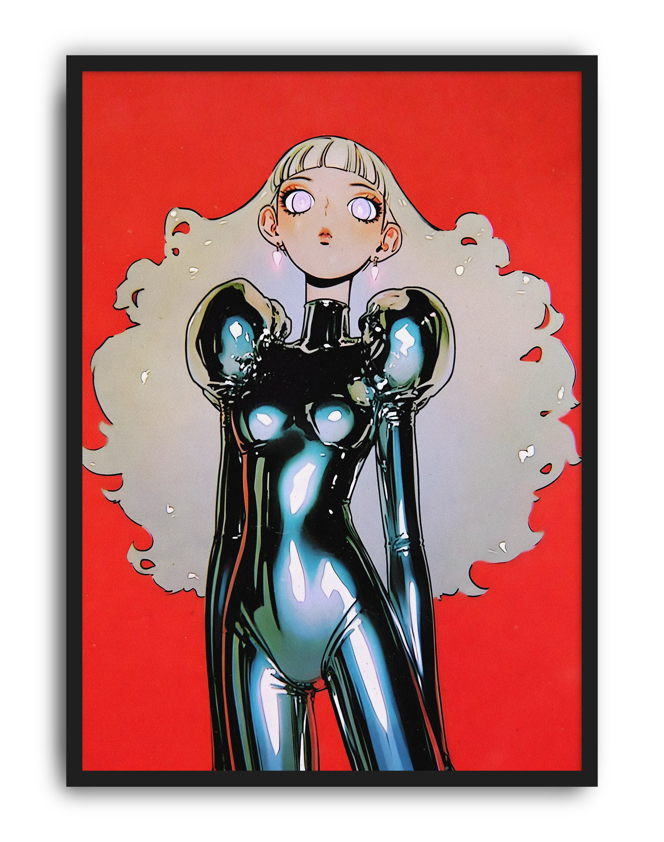 Chrome Doll Modern Duvar Tablosu – Kırmızı Anime Figüratif Poster