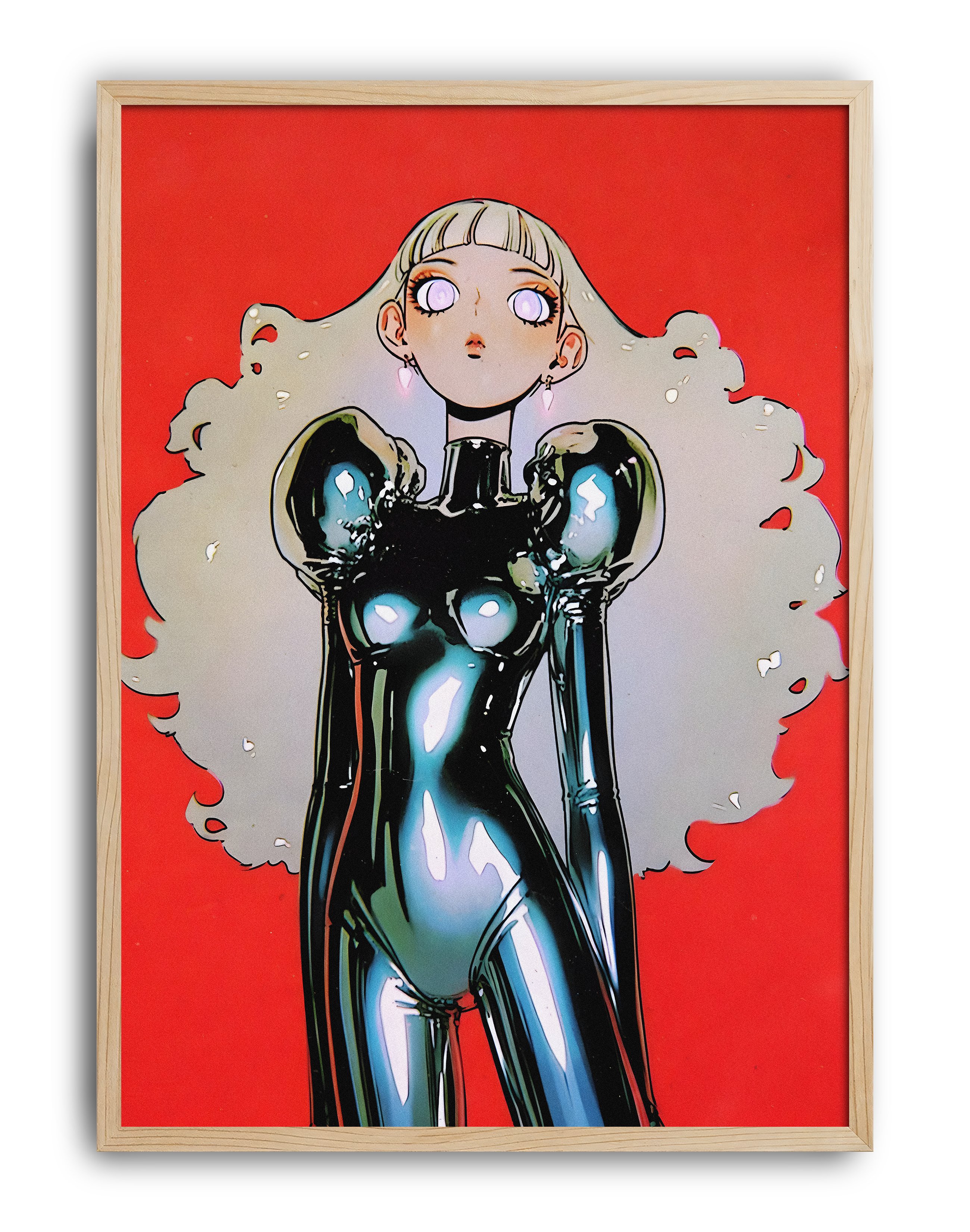 Chrome Doll Modern Duvar Tablosu – Kırmızı Anime Figüratif Poster