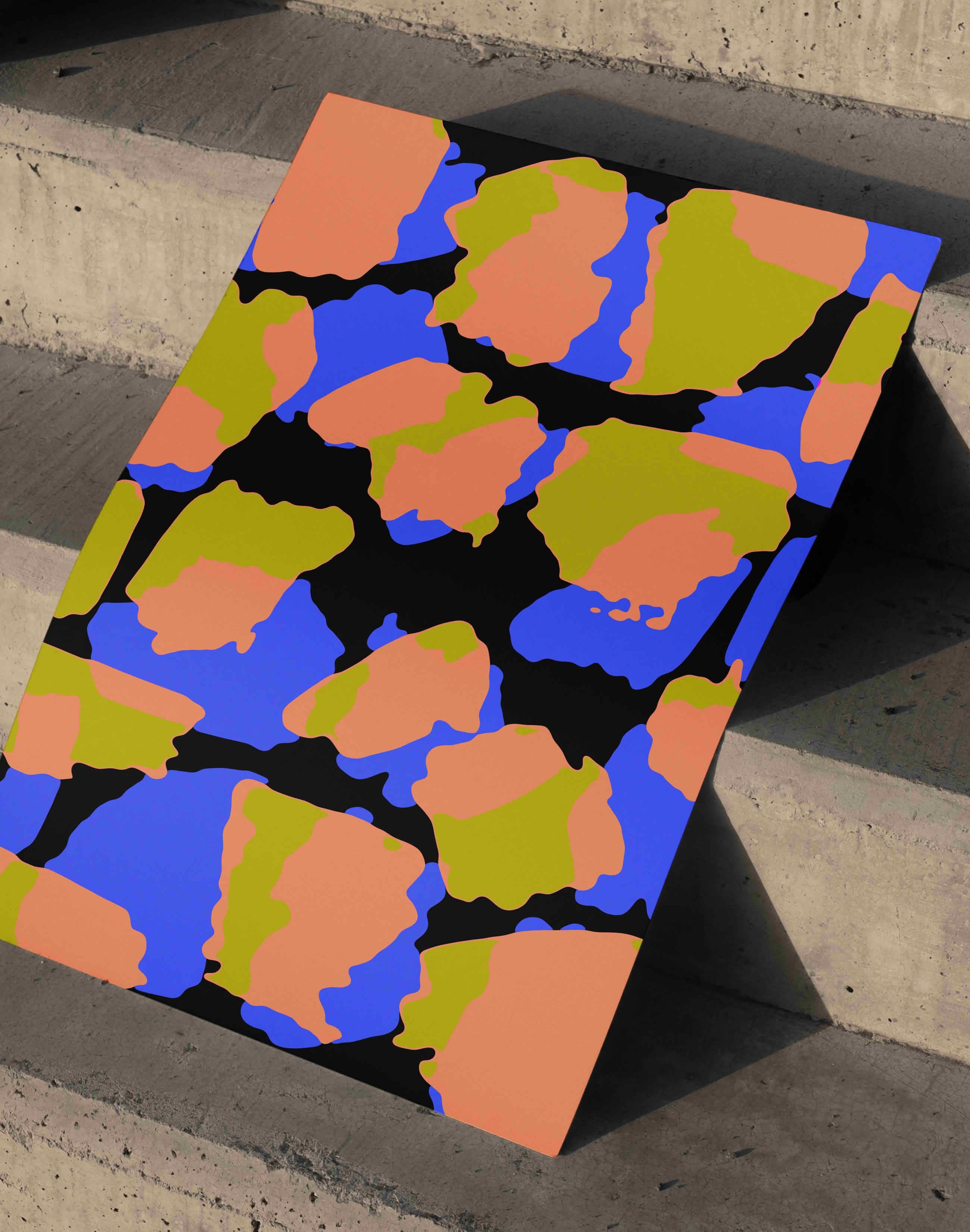 Color Blocks Mavi Turuncu Soyut Desen Duvar Tablosu