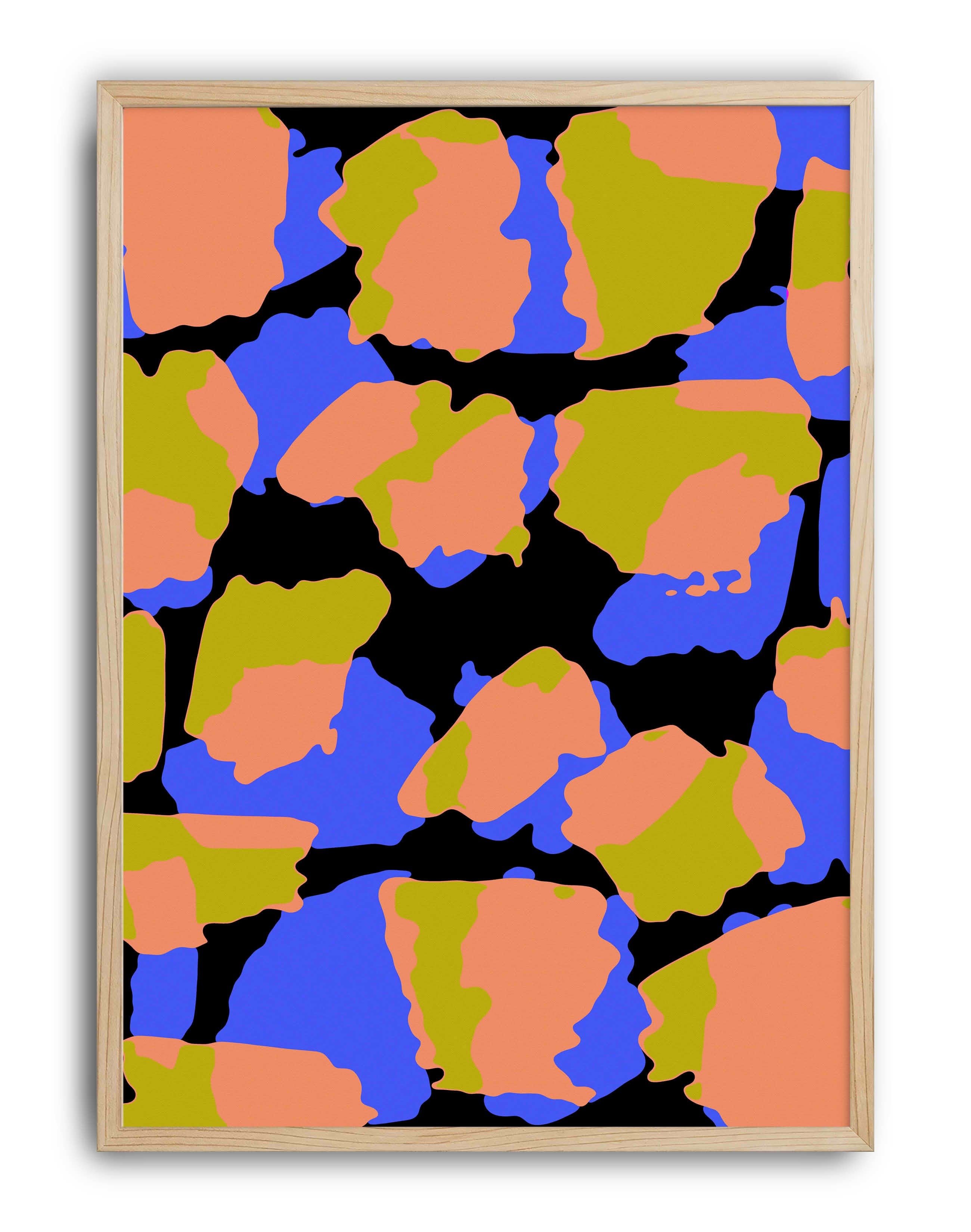 Color Blocks Mavi Turuncu Soyut Desen Duvar Tablosu