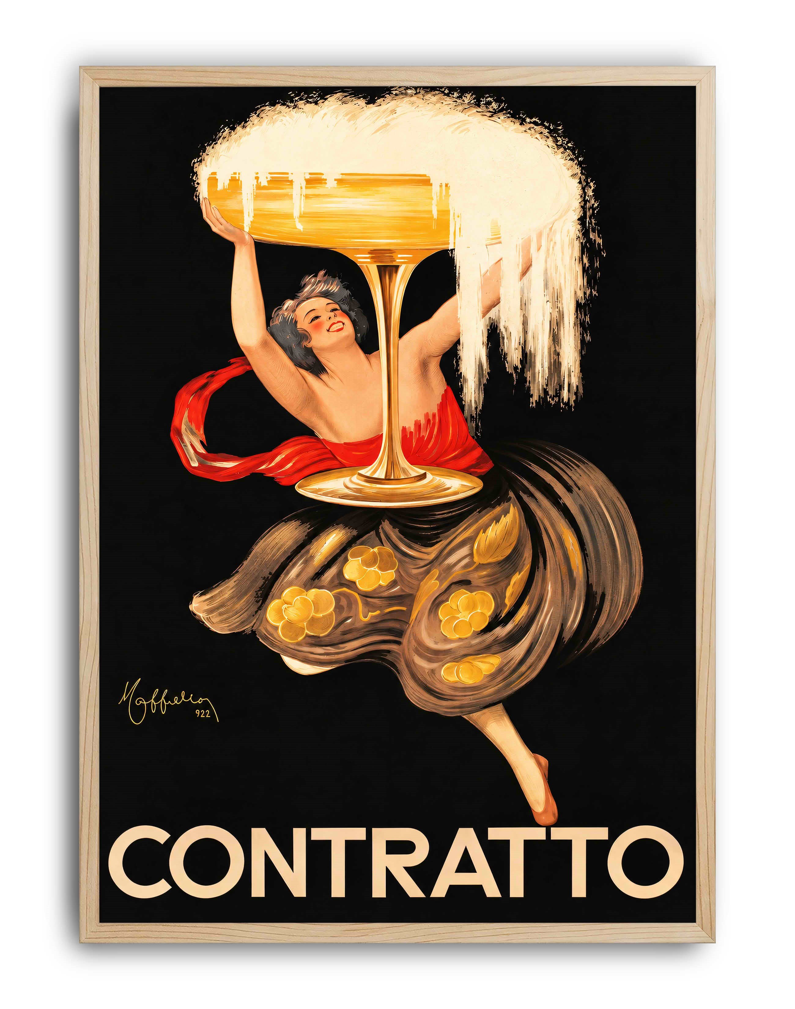 Contratto Champagne (1922) – Leonetto Capp!ello İtalyan Art Deco Reklam Posteri