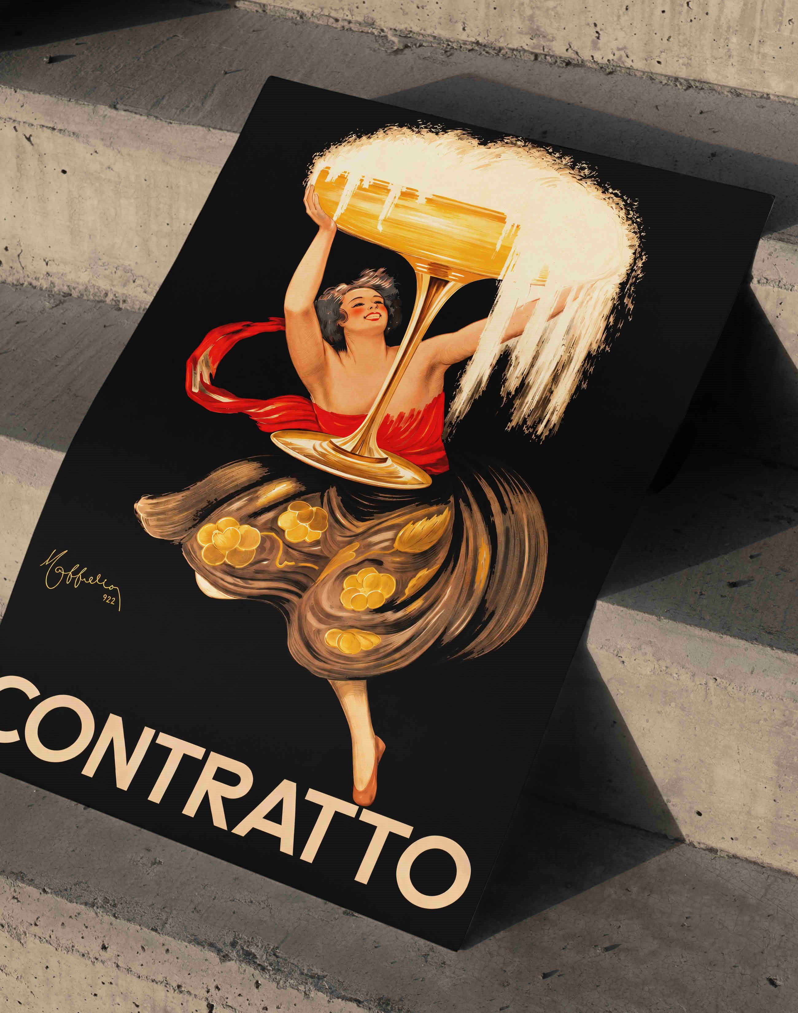 Contratto Champagne (1922) – Leonetto Cappiello İtalyan Art Deco Reklam Posteri