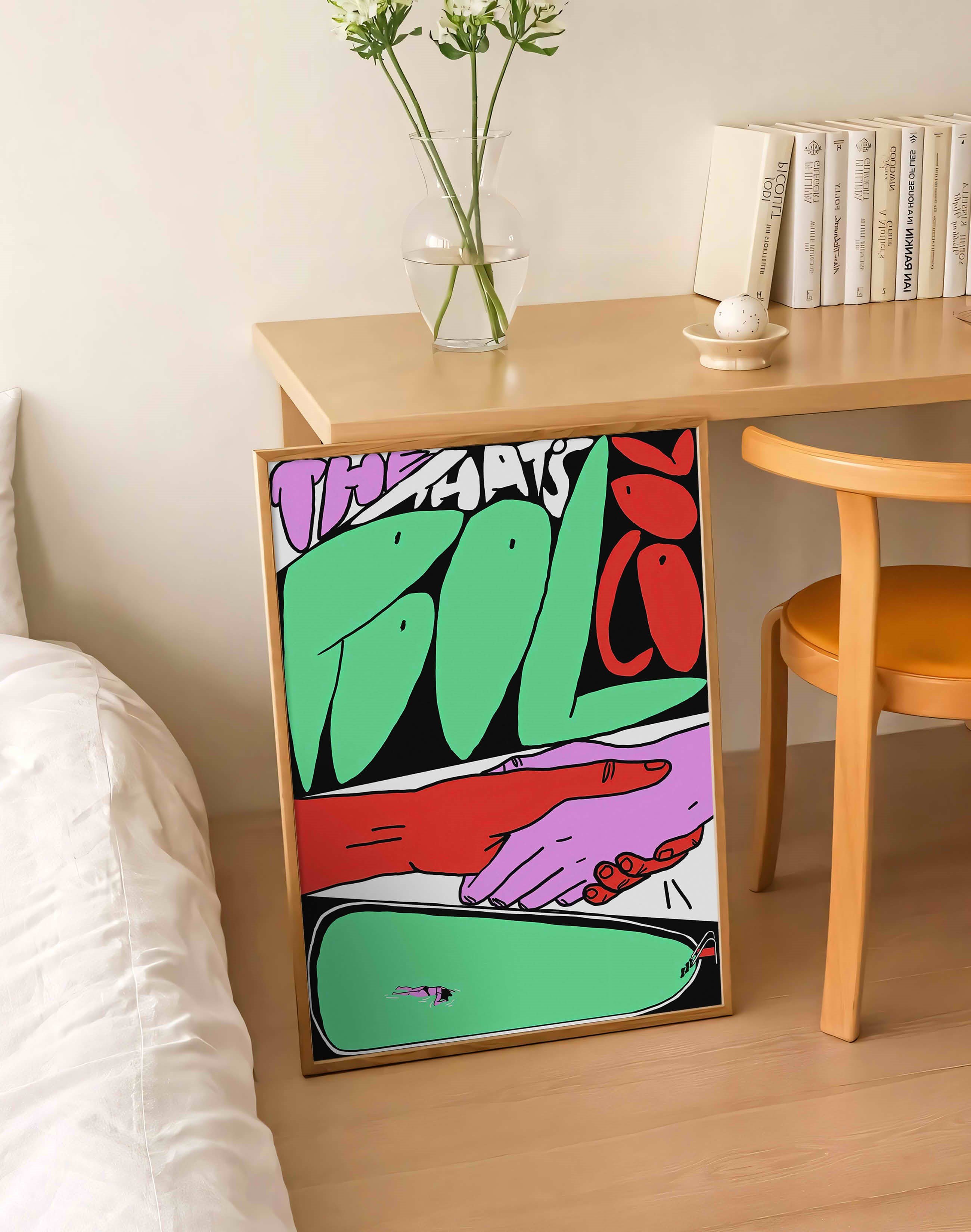 Cool Pool Modern Duvar Tablosu - Yeşil Pembe Grafik Poster
