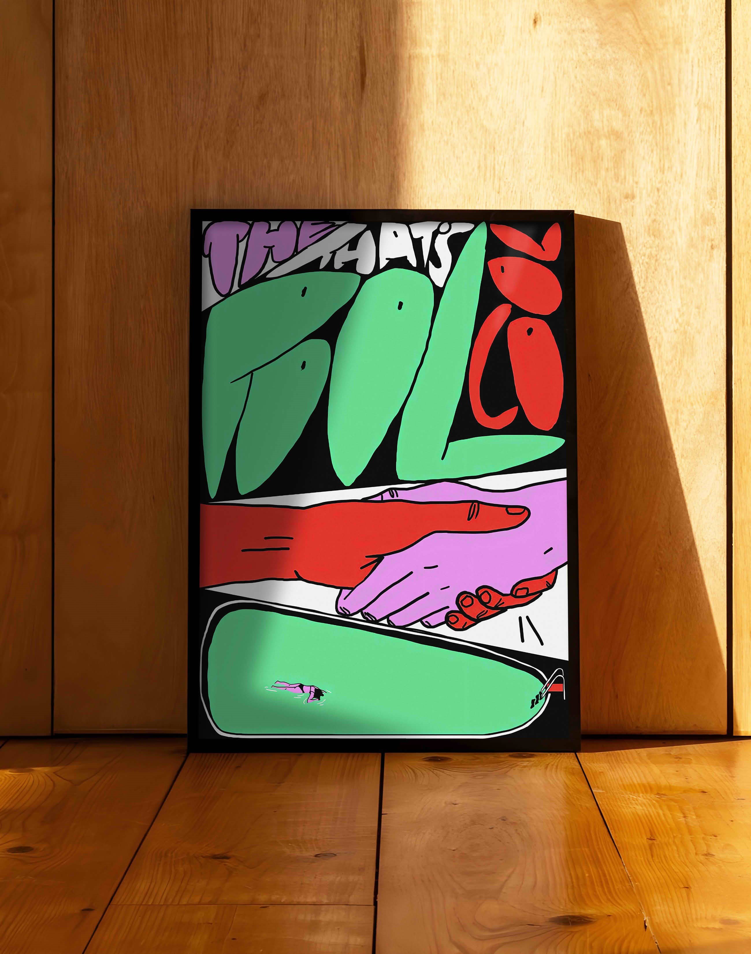 Cool Pool Modern Duvar Tablosu - Yeşil Pembe Grafik Poster