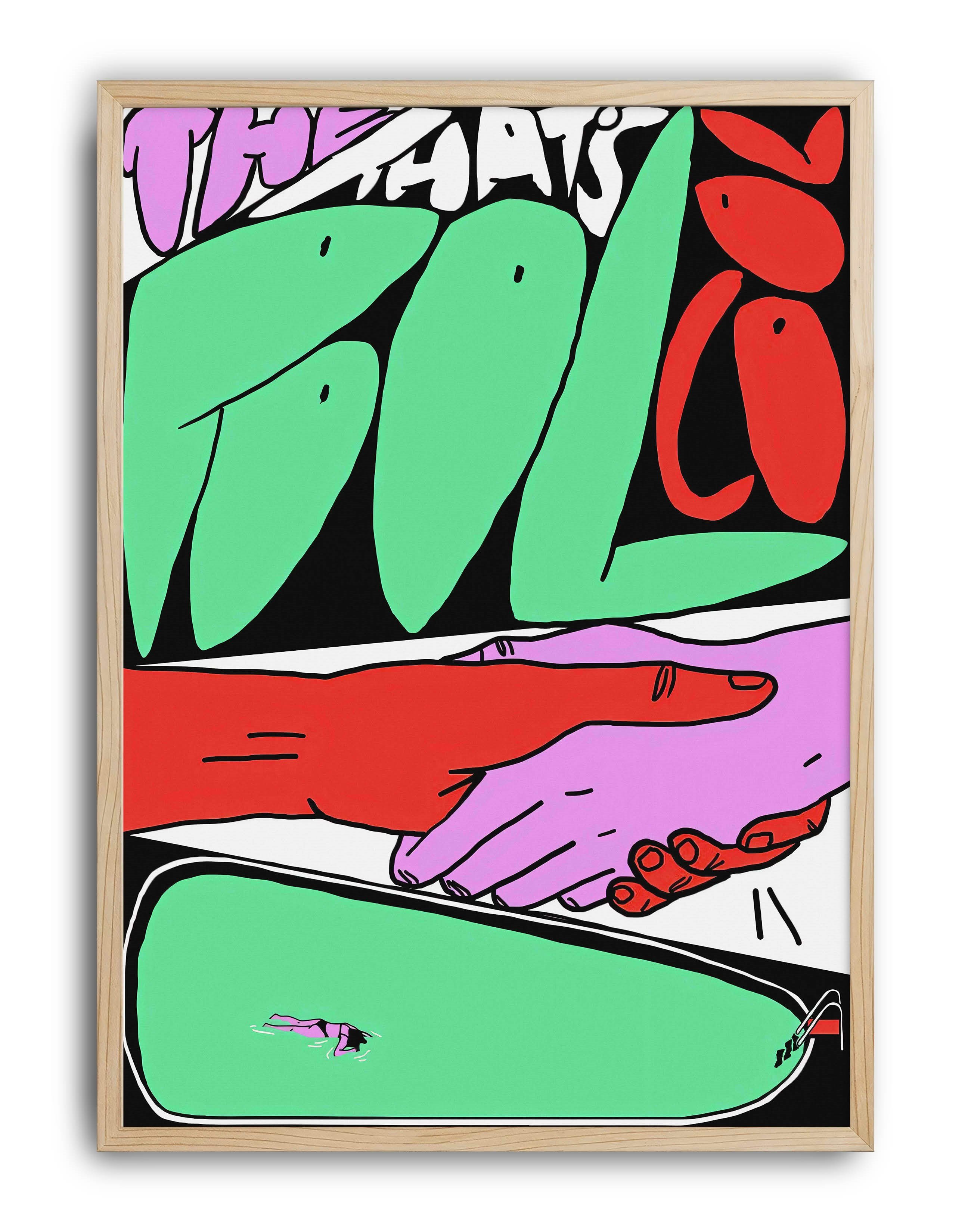 Cool Pool Modern Duvar Tablosu - Yeşil Pembe Grafik Poster