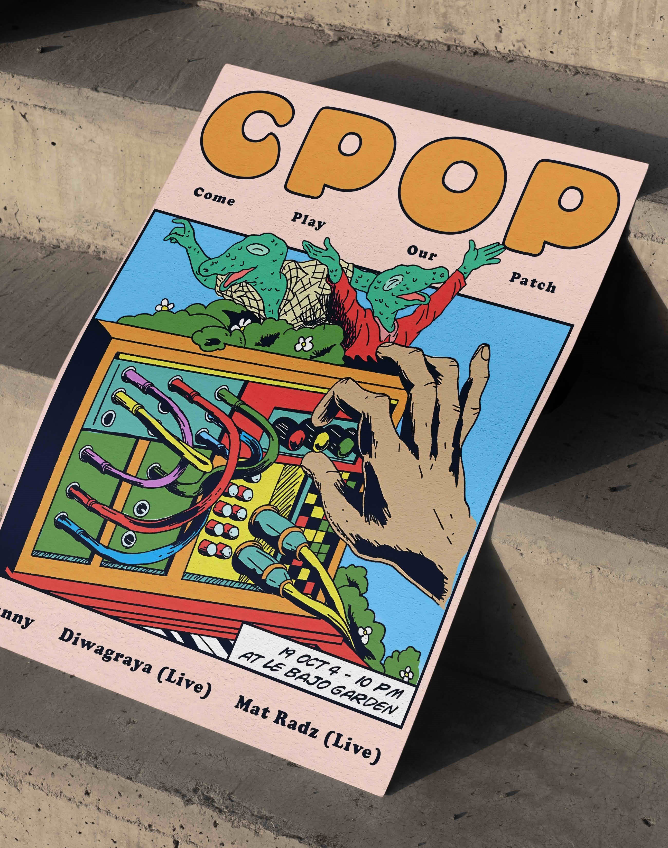 CPOP Modern Duvar Tablosu - Renkli Synth Timsah Grafik Poster