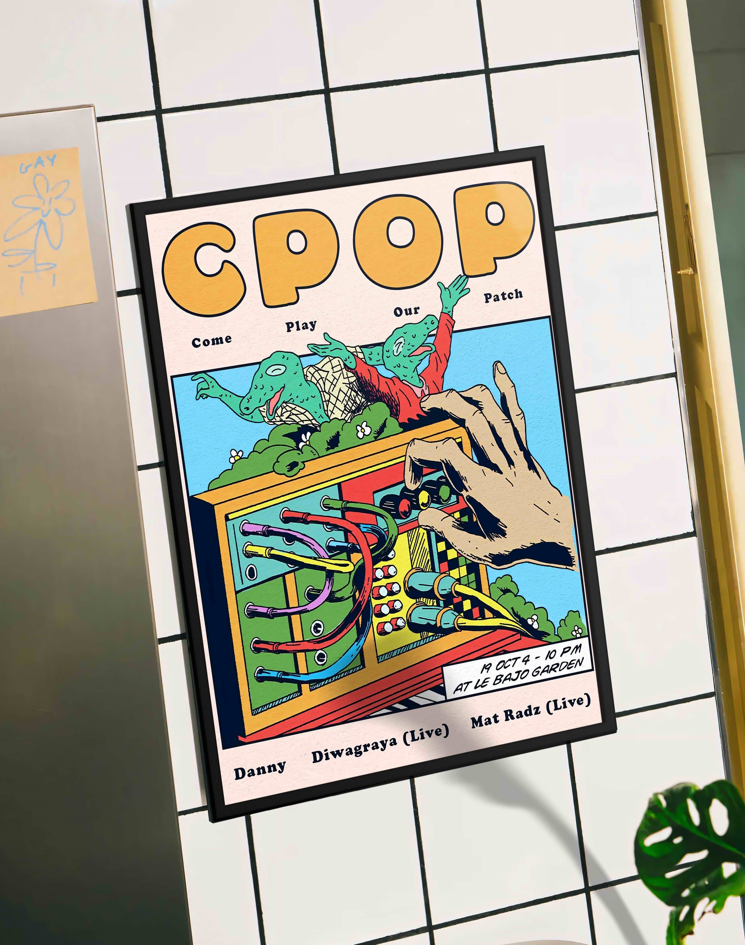 CPOP Modern Duvar Tablosu - Renkli Synth Timsah Grafik Poster