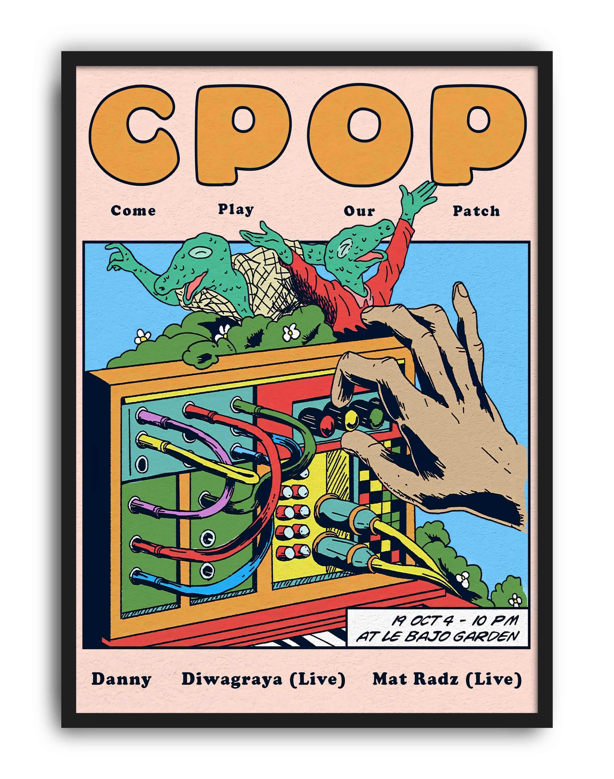 CPOP Modern Duvar Tablosu - Renkli Synth Timsah Grafik Poster