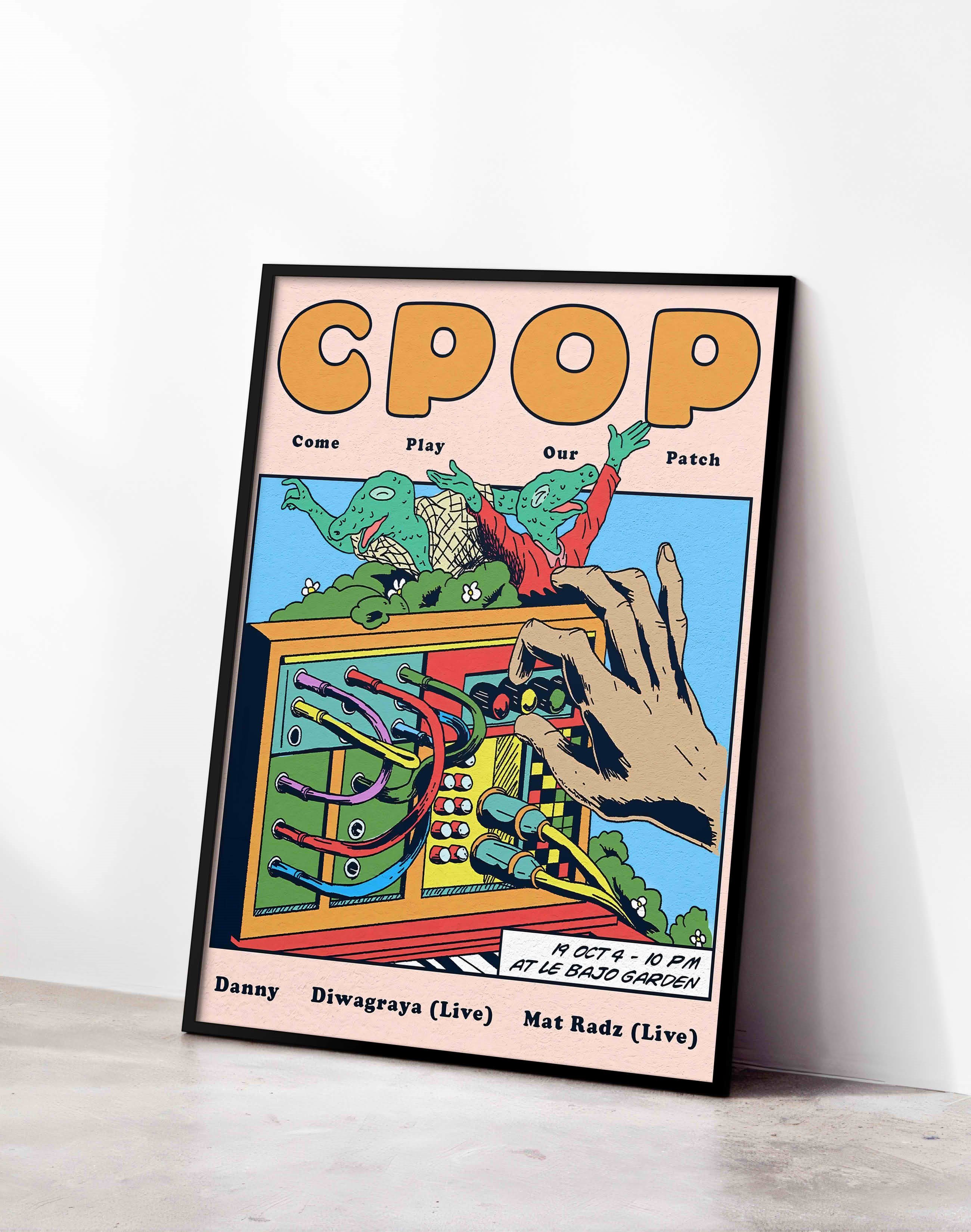 CPOP Modern Duvar Tablosu - Renkli Synth Timsah Grafik Poster