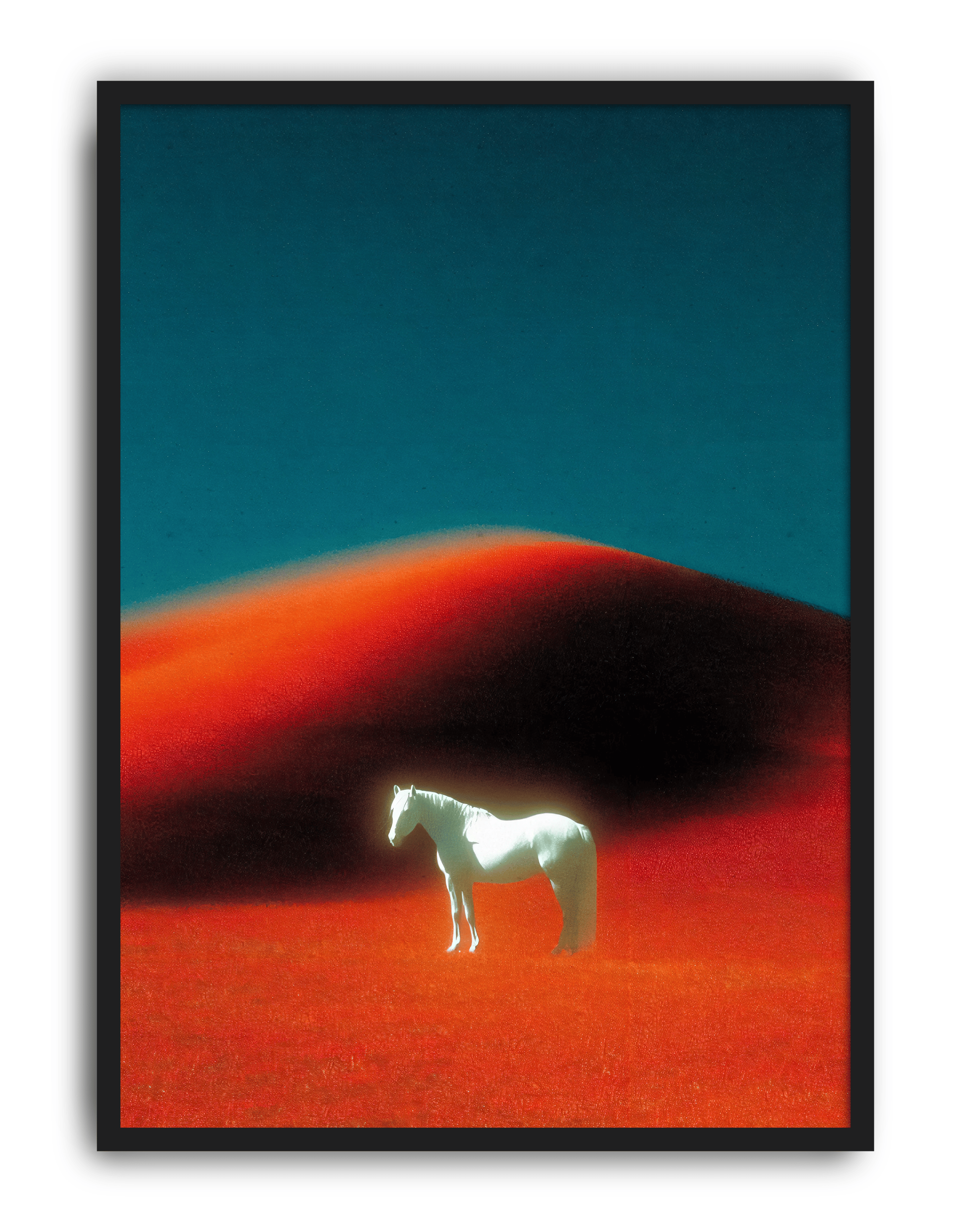 Crimson Horse Modern Duvar Tablosu – Kırmızı Manzara At Poster