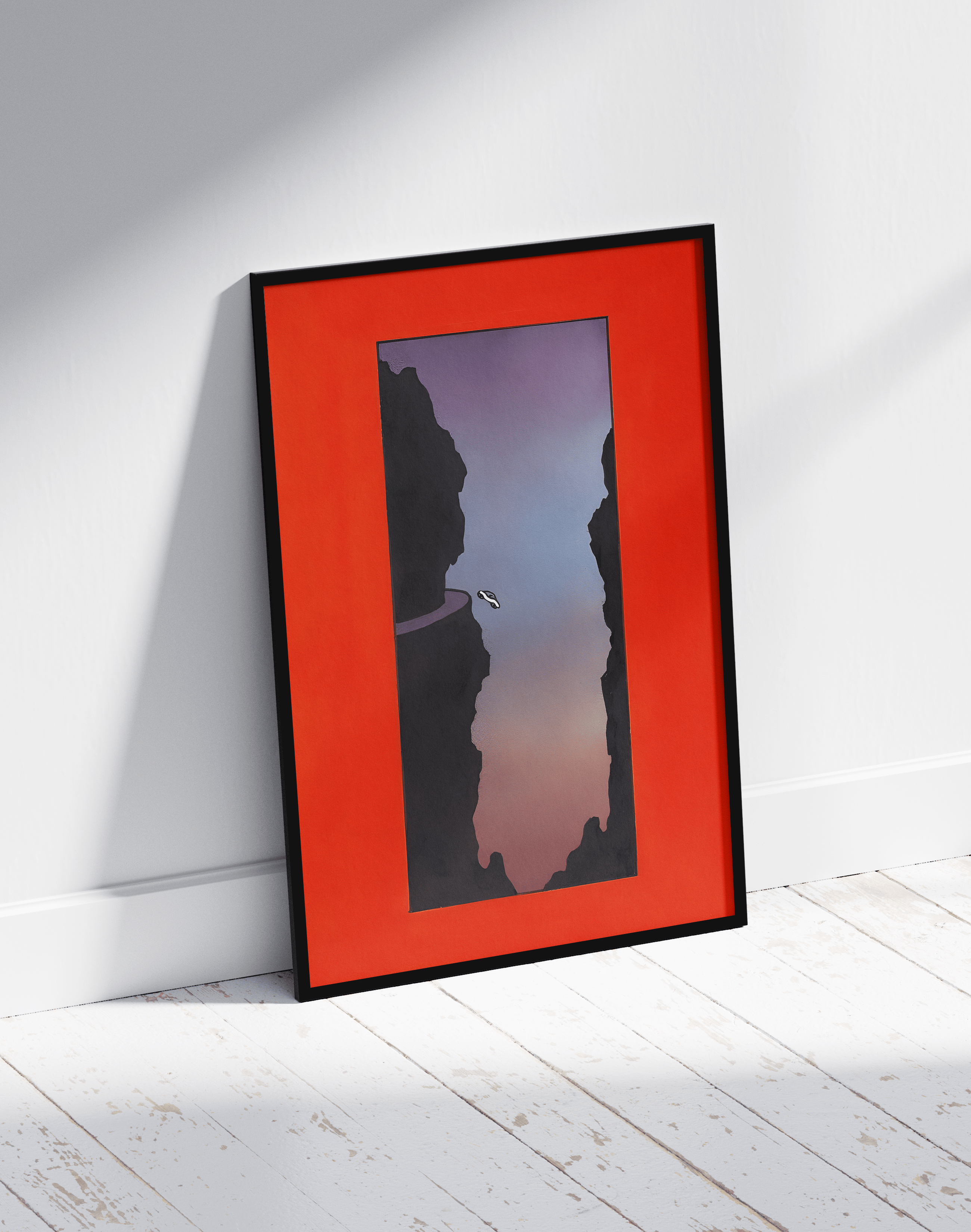 Crimson Passage Modern Duvar Tablosu – Kırmızı Minimal Abstract Poster